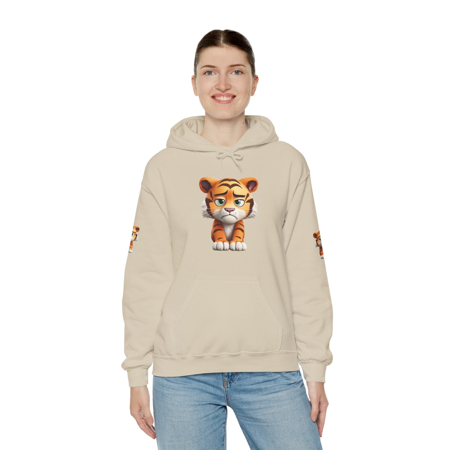 Princess Grace Playful Tiger Graphic Hoodie Unisex Heavy Blend Sweatshirt for Kids and Adults