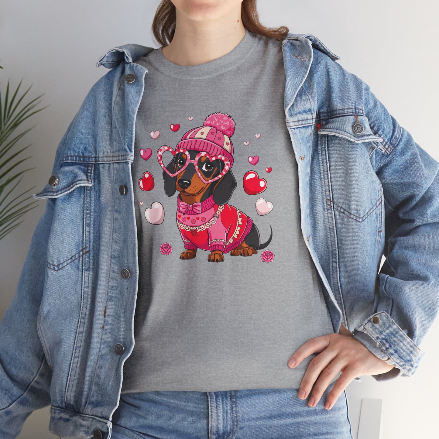 Princess Grace Cute Dachshund Love Graphic Tee Unisex Heavy Cotton Tee
