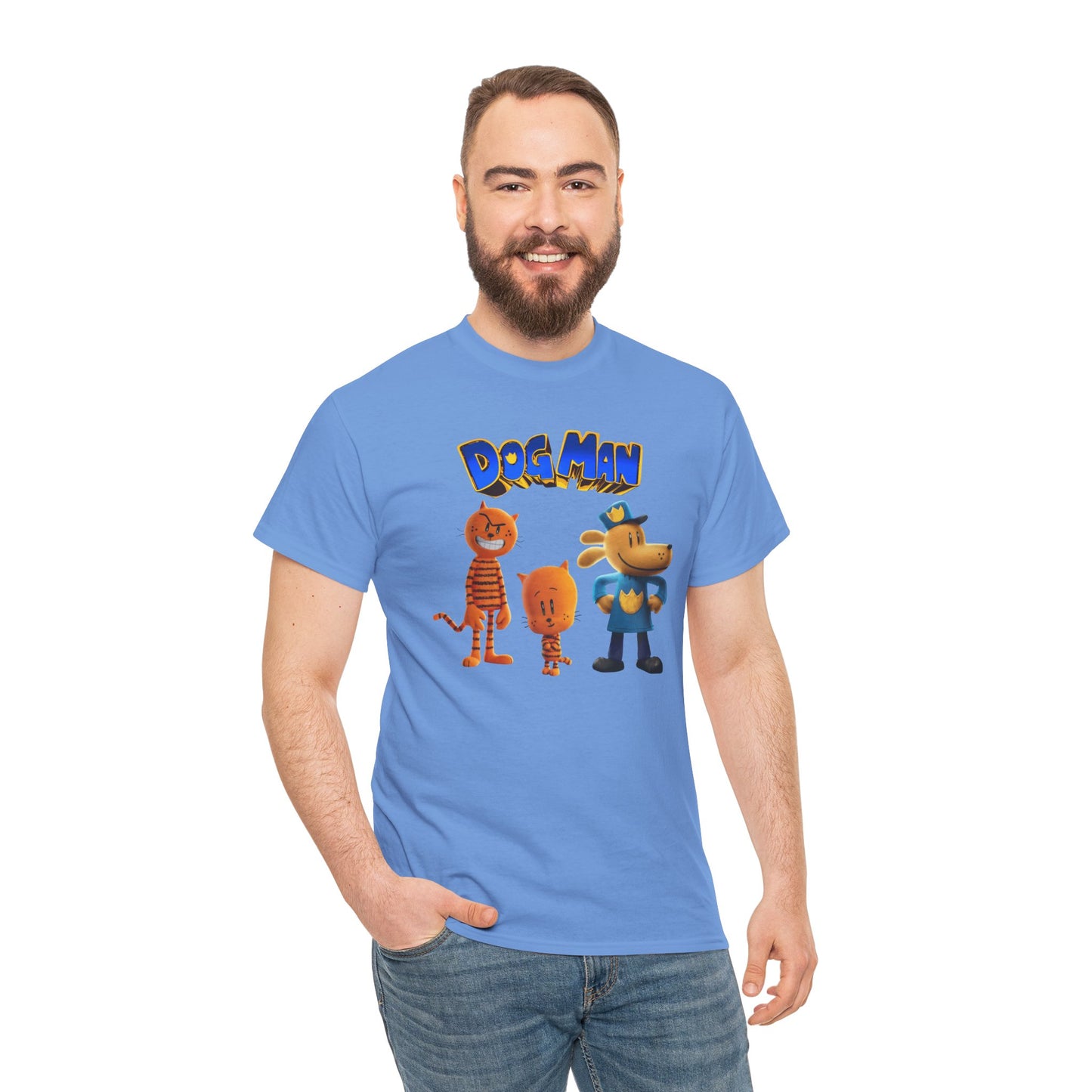 Princess Grace Dog Man Cartoon Unisex Heavy Cotton Tee Fun Graphic Tee for Kids and Fans