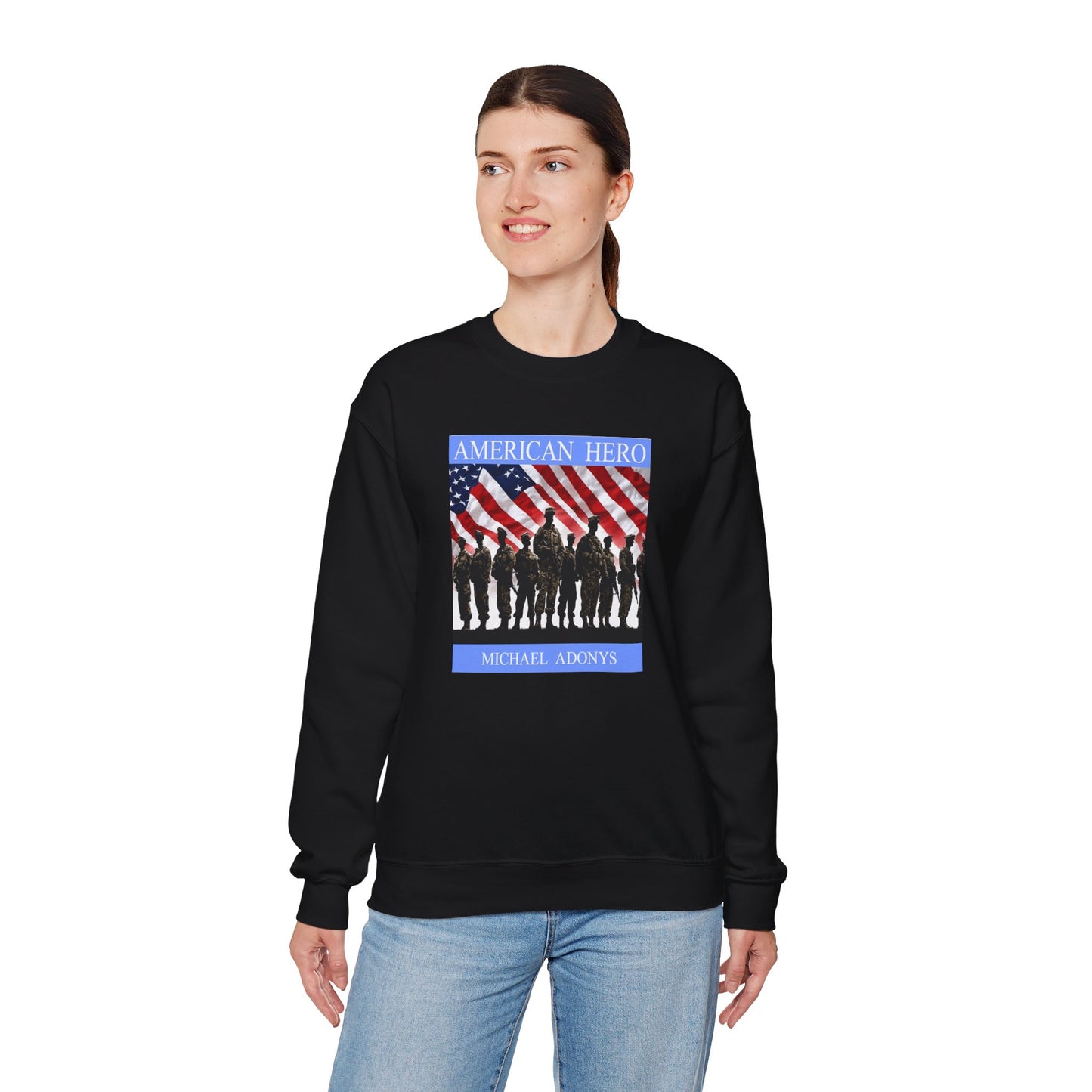 Michael Adonys American Hero Crewneck Sweatshirt Unisex Heavy Blend