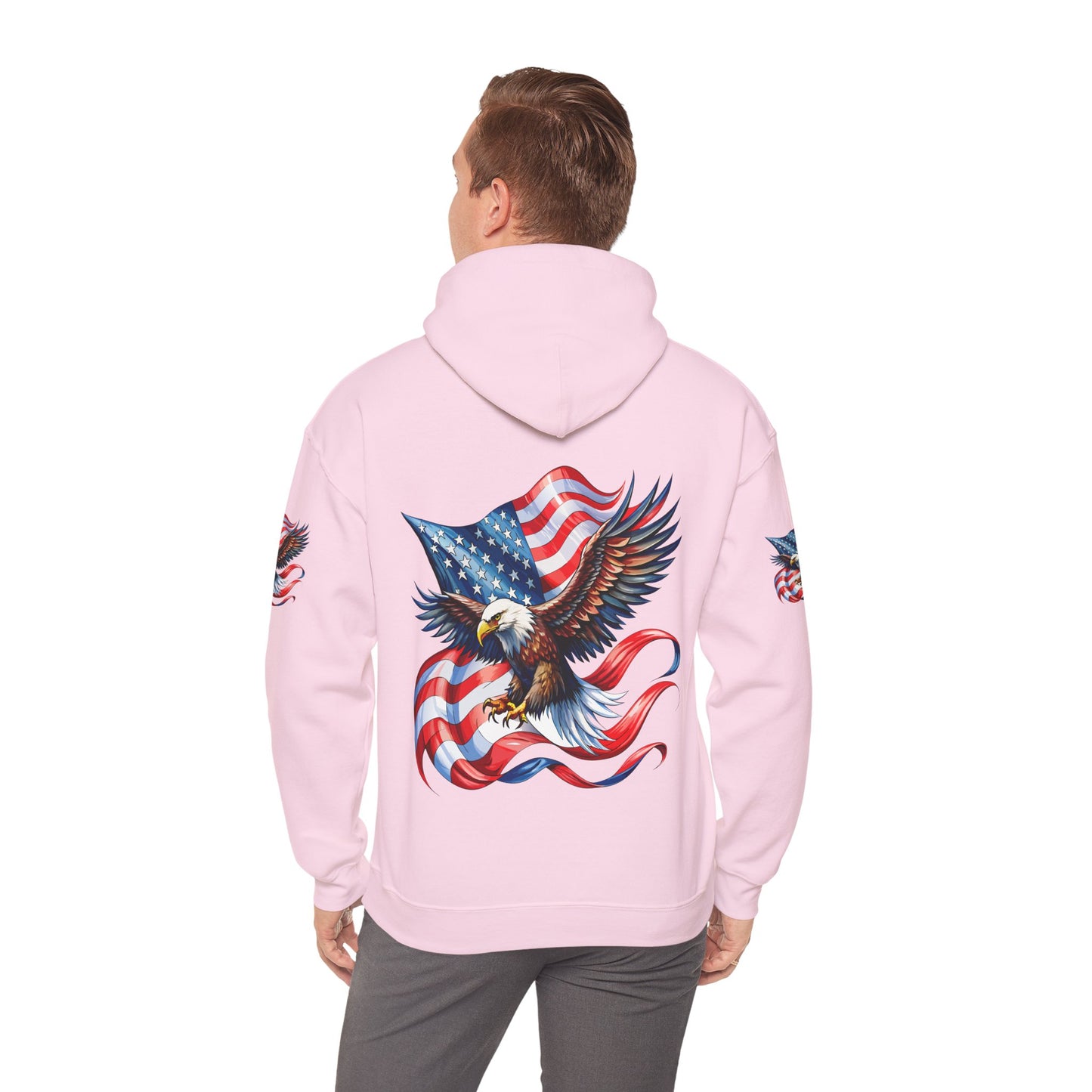 Princess Grace Patriotic Eagle Hoodie Unisex Heavy Blend Sweatshirt with American Flag Design