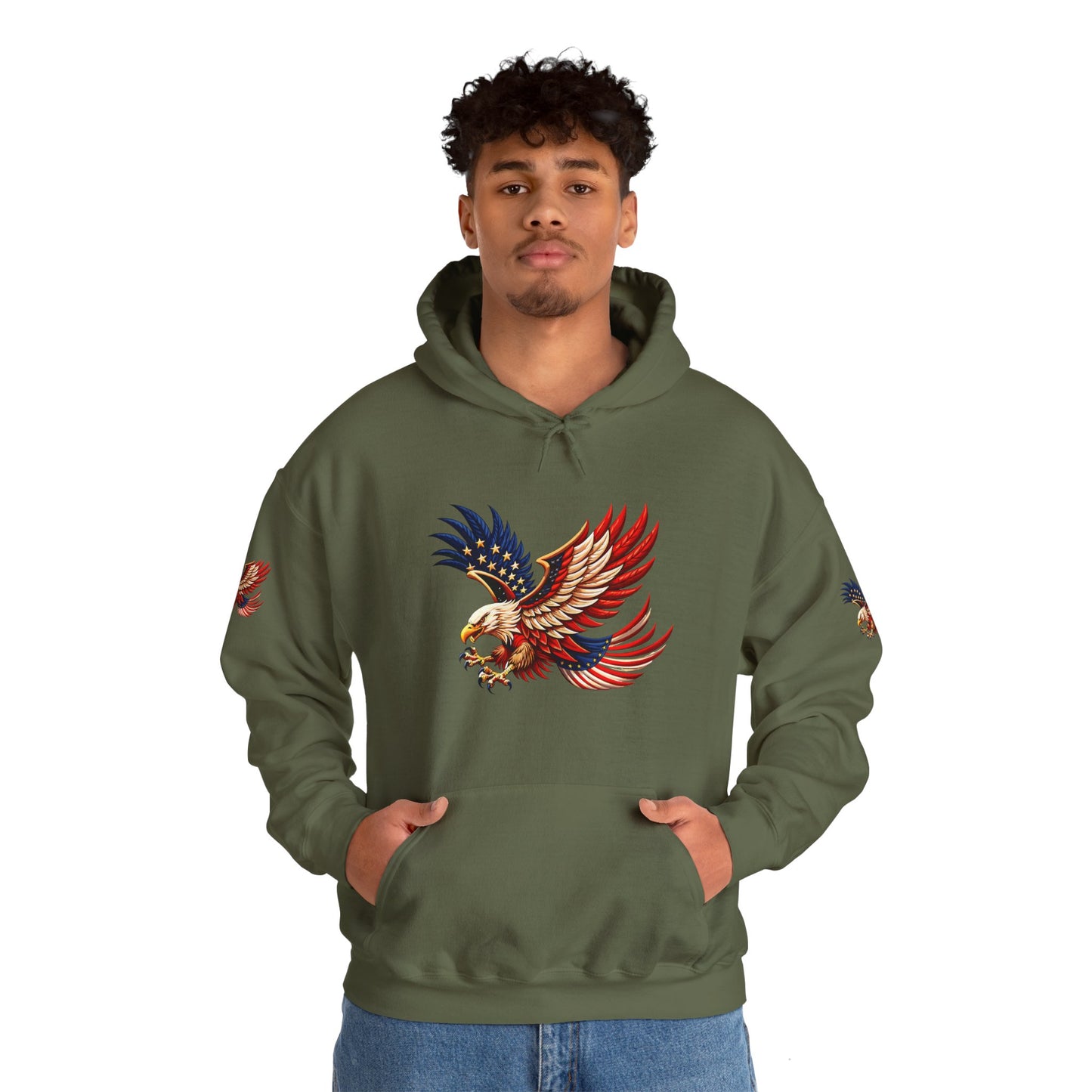 Princess grace Patriotic Eagle Hooded Sweatshirt Unisex Heavy Blend