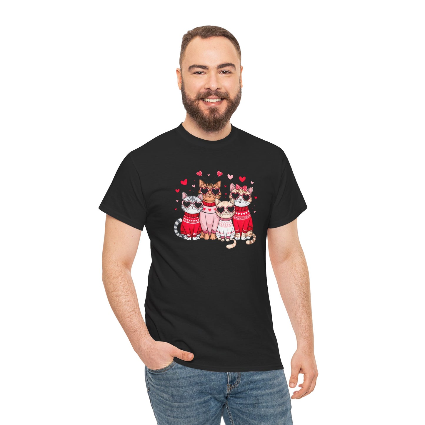 Princess Grace Cute Cat Lovers Unisex Heavy Cotton Tee Adorable Cats in Sweaters