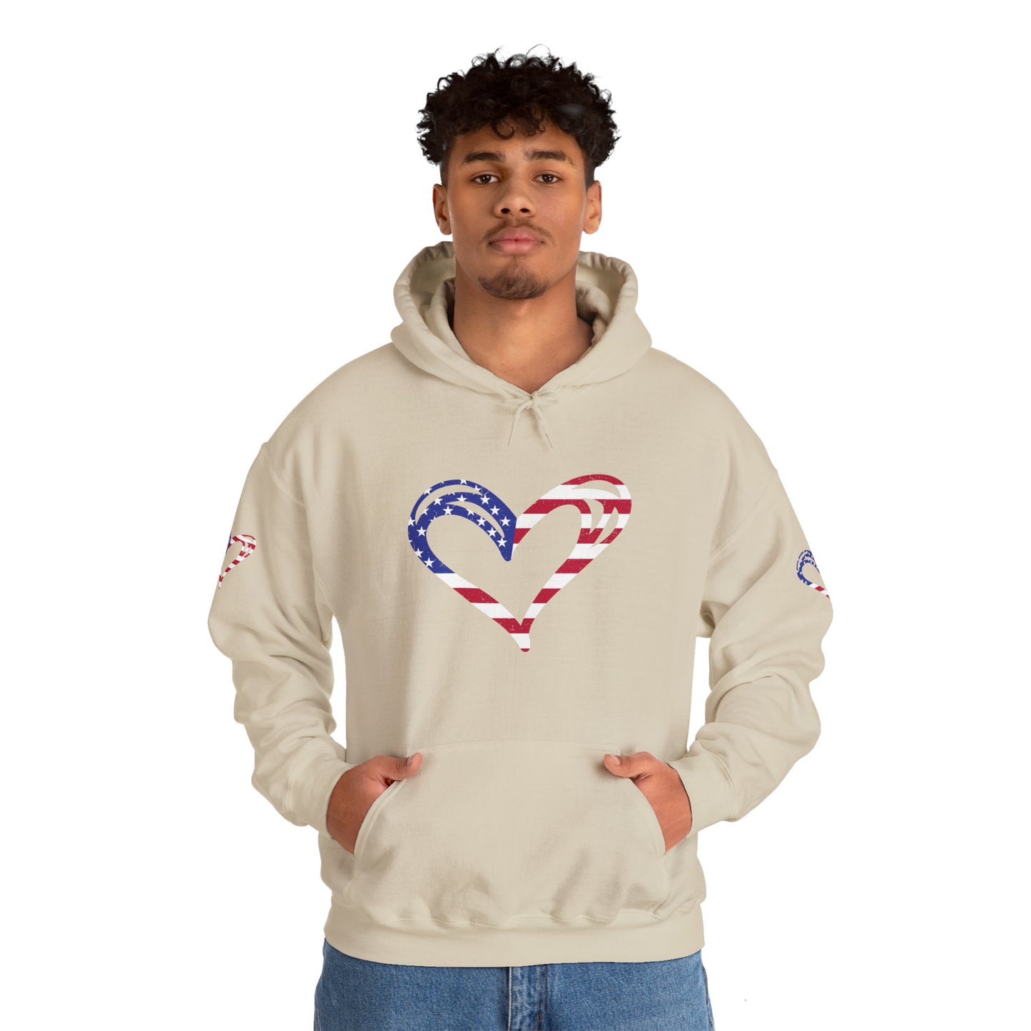 Princess Grace Patriotic Heart Unisex Hoodie Comfortable Heavy Blend Sweatshirt for Independence Day and Everyday Wear