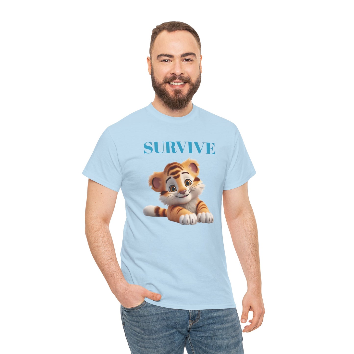 Princess Grace Survive Tiger Unisex Heavy Cotton Tee Cute Animal Graphic
