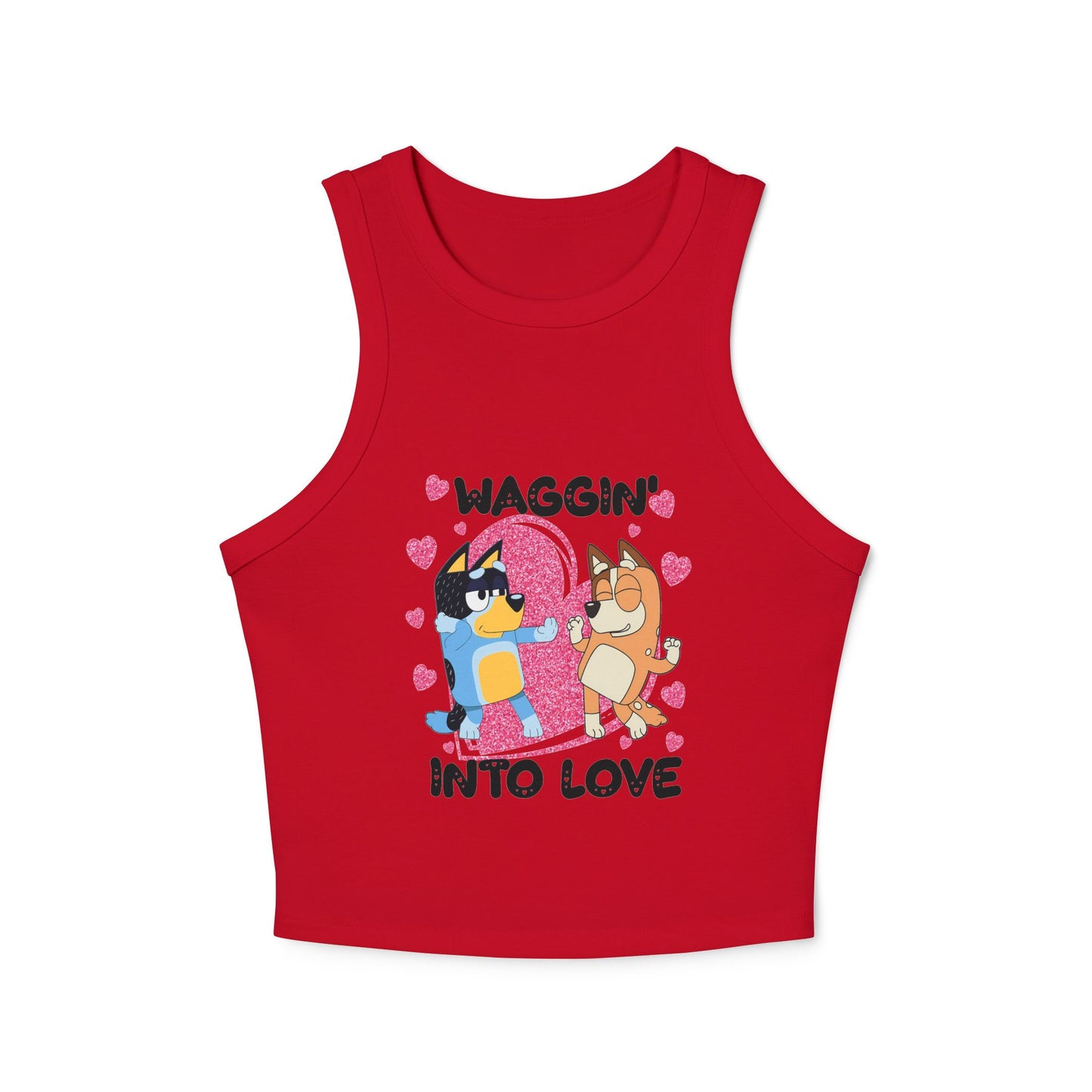 Princess Grace Bluey Waggin Into Love Women's Racer Tank Top Cute Pet-Themed Summer Apparel