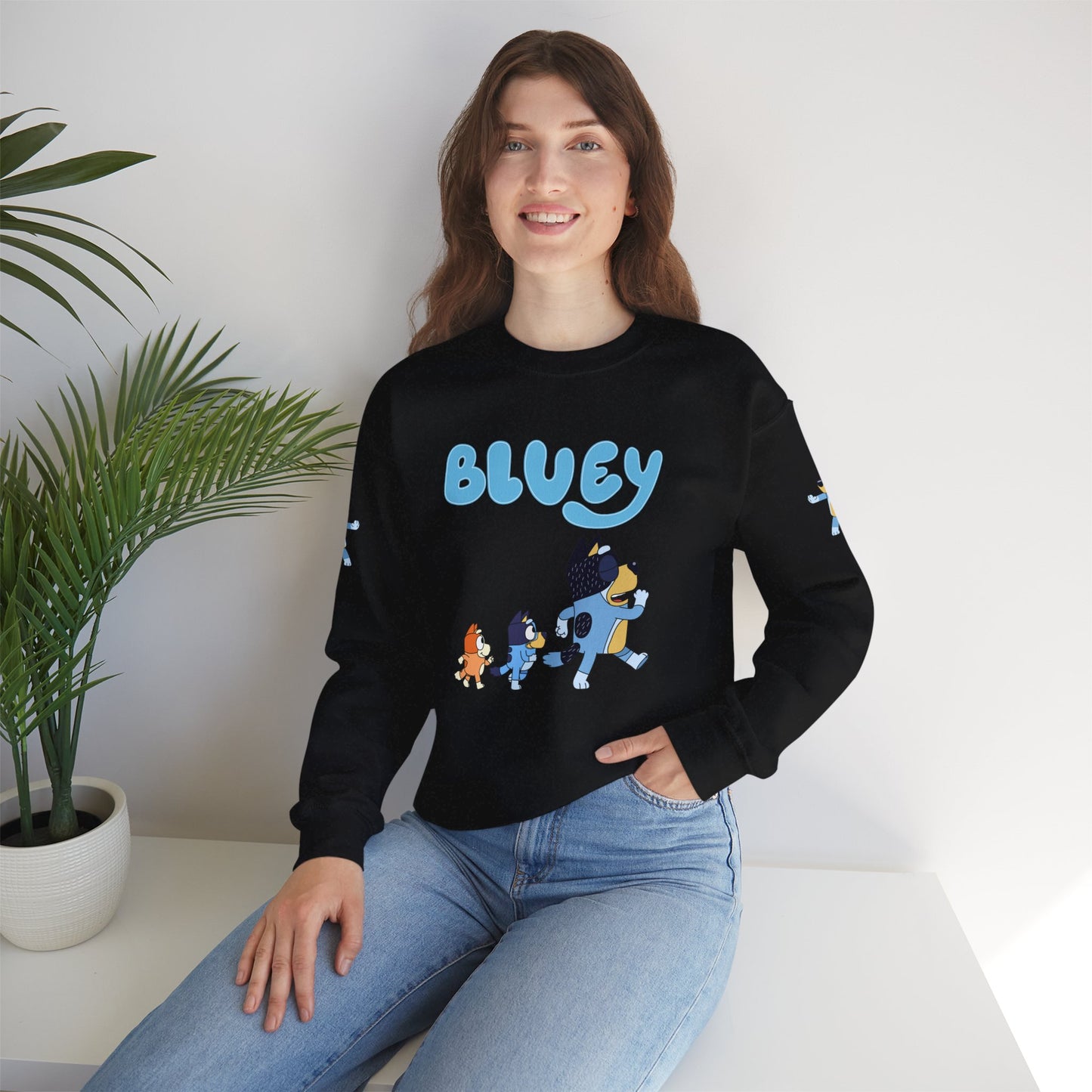 Princess Grace Bluey Family Unisex Crewneck Sweatshirt Cozy Cartoon Apparel