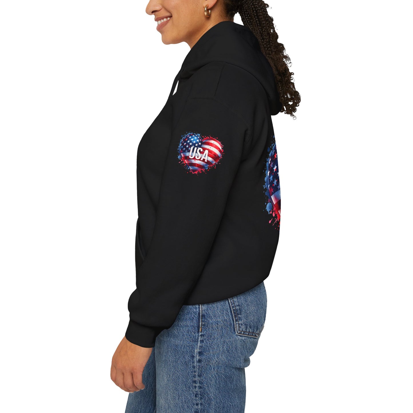 Princess Grace Patriotic Heart Hoodie for USA Lovers Unisex Heavy Blend