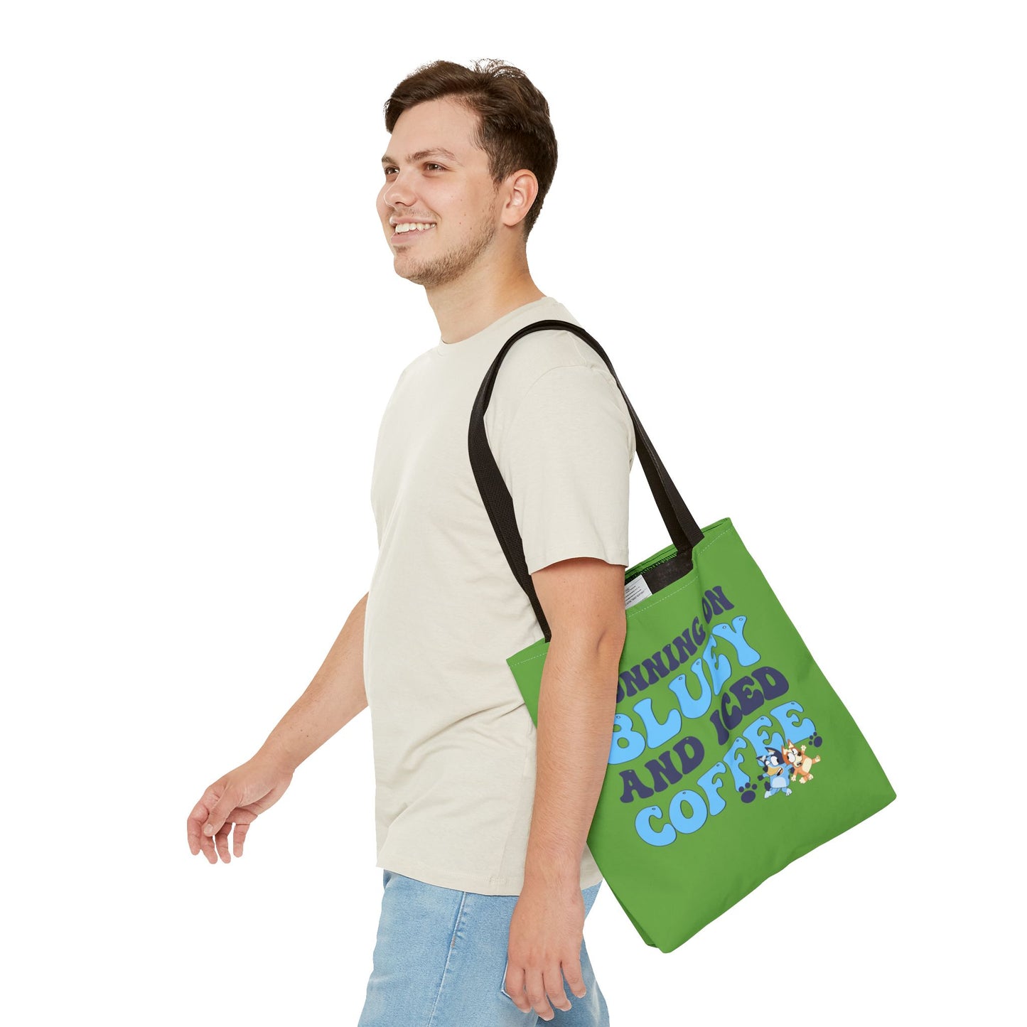 Princess Grace Bluey Coffee Lover Tote Bag Running on Bluey and Iced Coffee