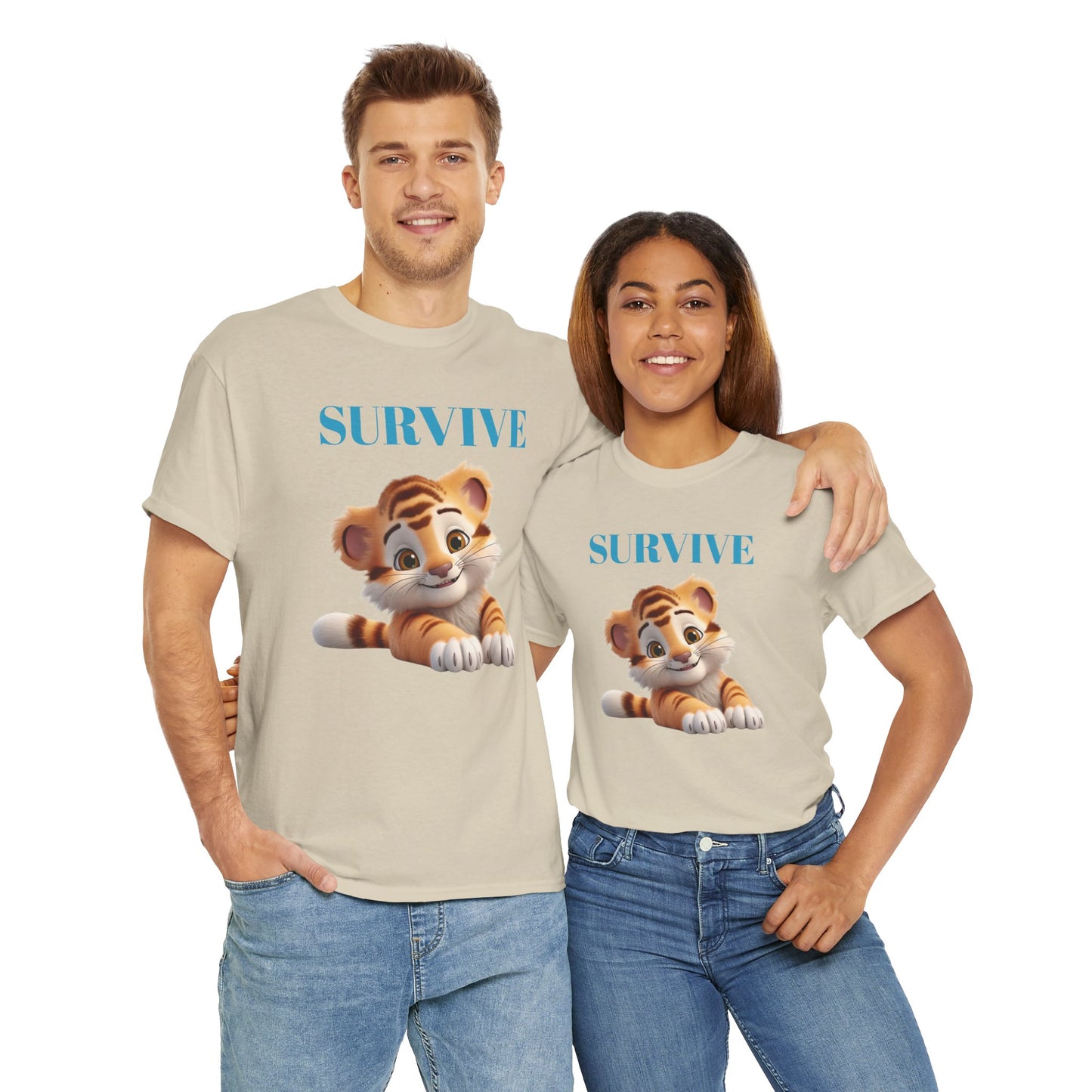 Princess Grace Survive Tiger Unisex Heavy Cotton Tee Cute Animal Graphic