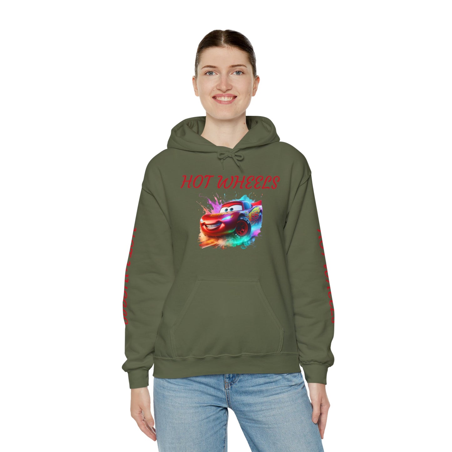 Princess Grace Hot Wheels Unisex Heavy Blend Hooded Sweatshirt Fun and Colorful Racing Design