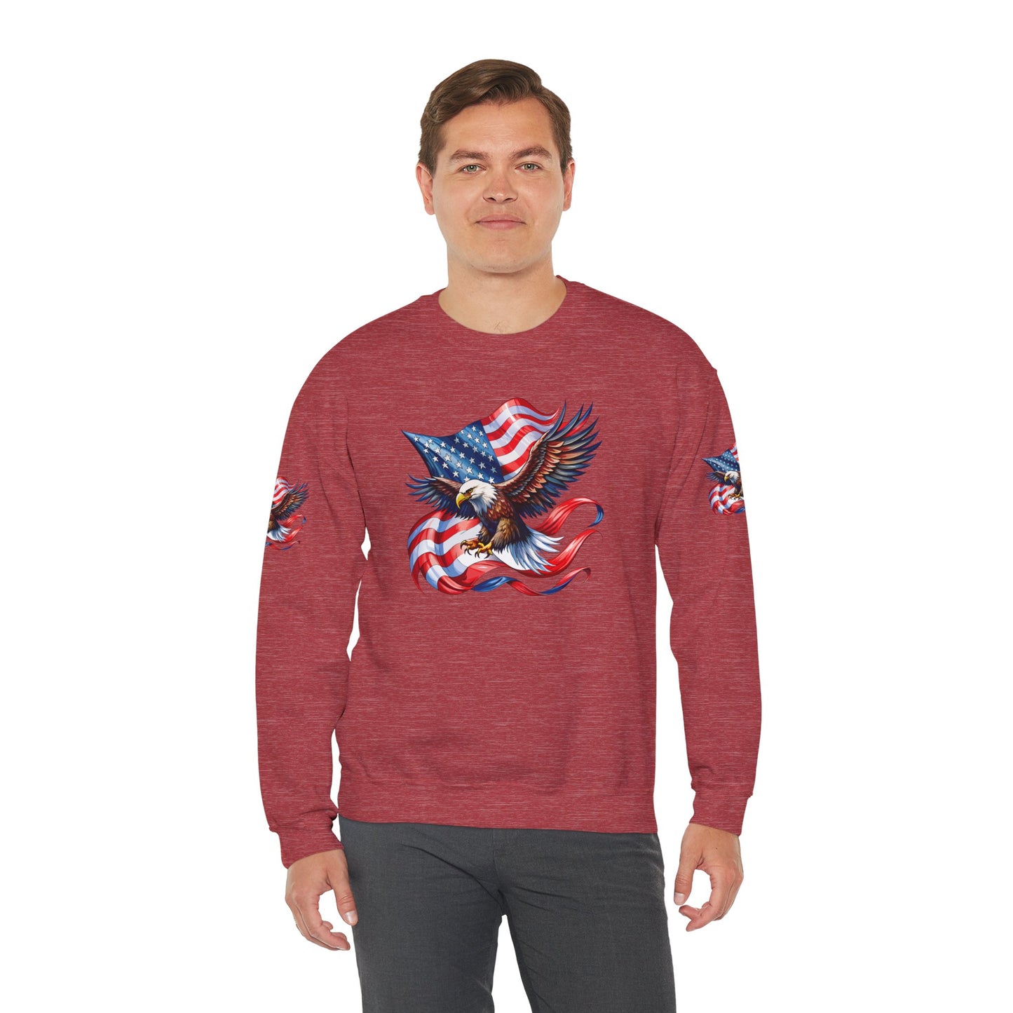 Princess Grace Patriotic Eagle Crewneck Sweatshirt Unisex Heavy Blend Perfect for Independence Day and Memorial Day