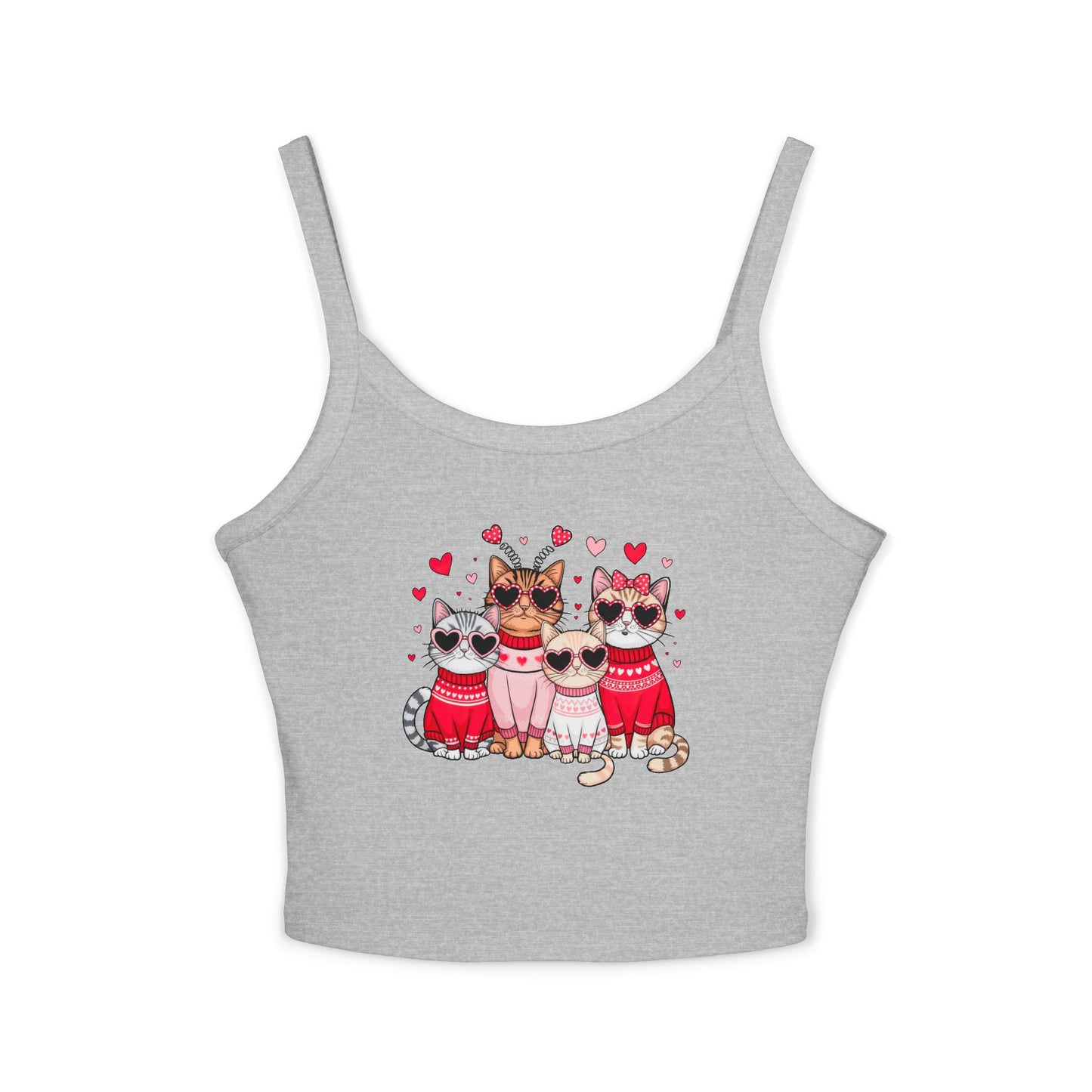 Princess Grace Cute Cats Spaghetti Strap Tank Top Perfect for Cat Lovers
