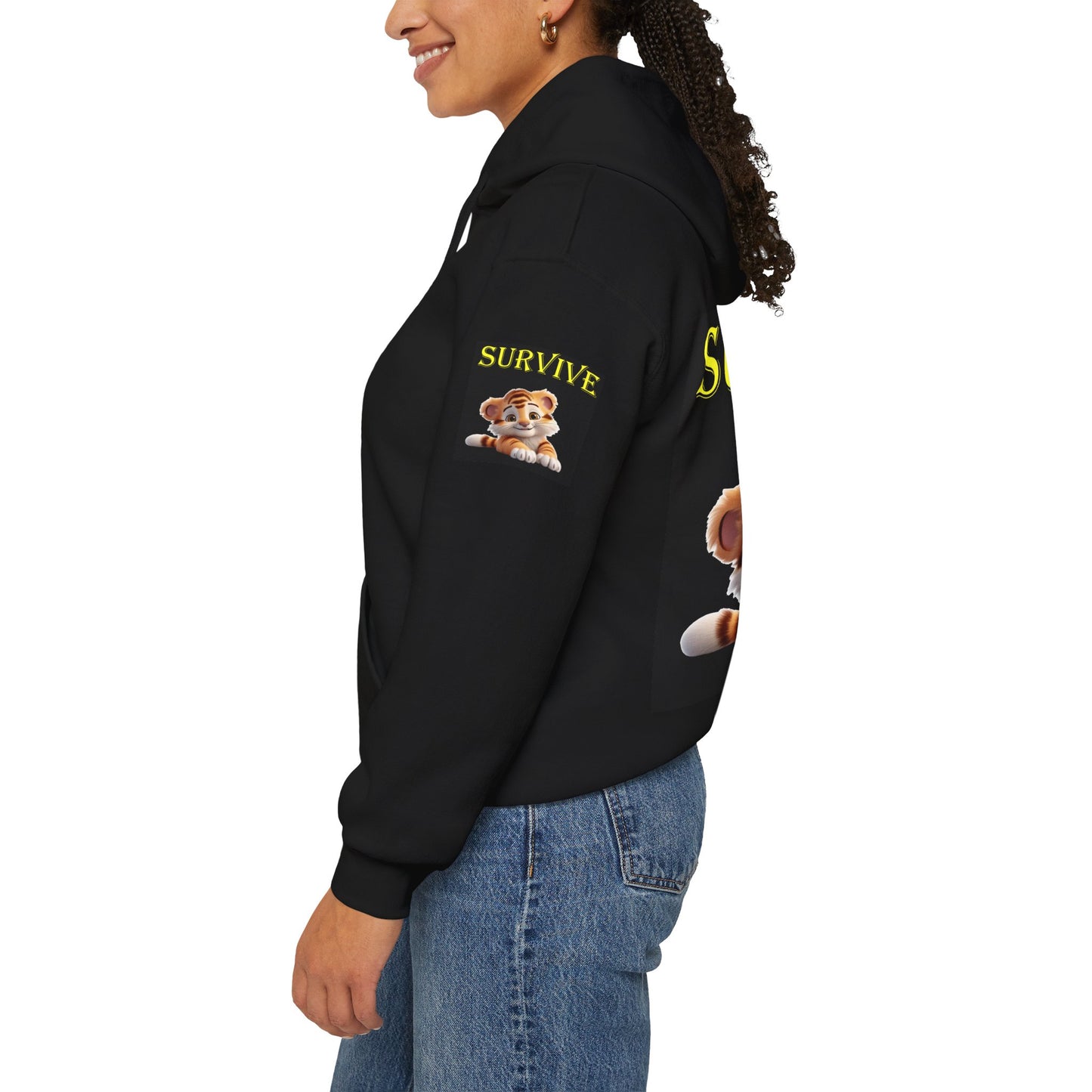 Princess Grace Survive Tiger Graphic Unisex Hoodie Cozy Cat Lover's Sweatshirt