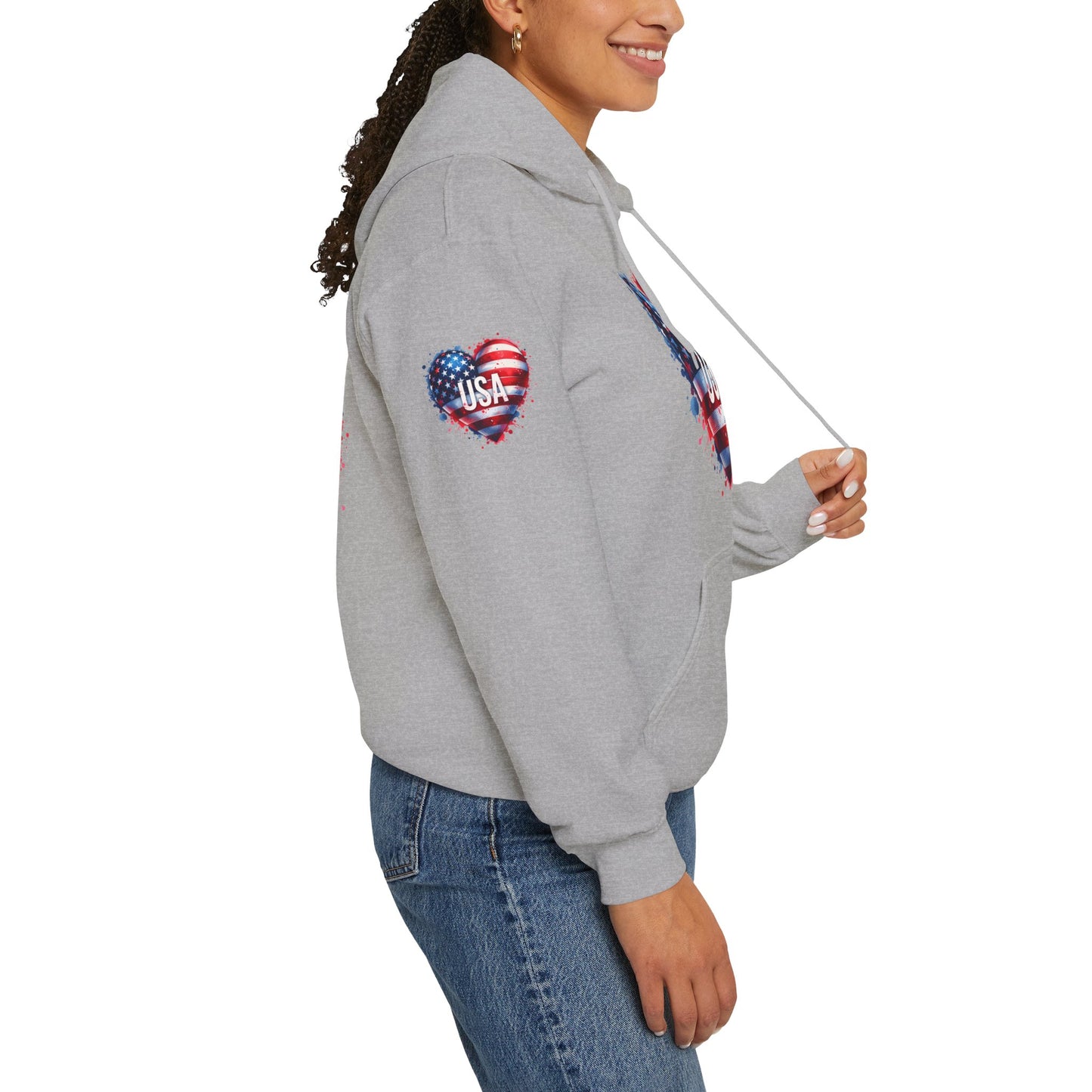 Princess Grace Patriotic Heart Hoodie for USA Lovers Unisex Heavy Blend