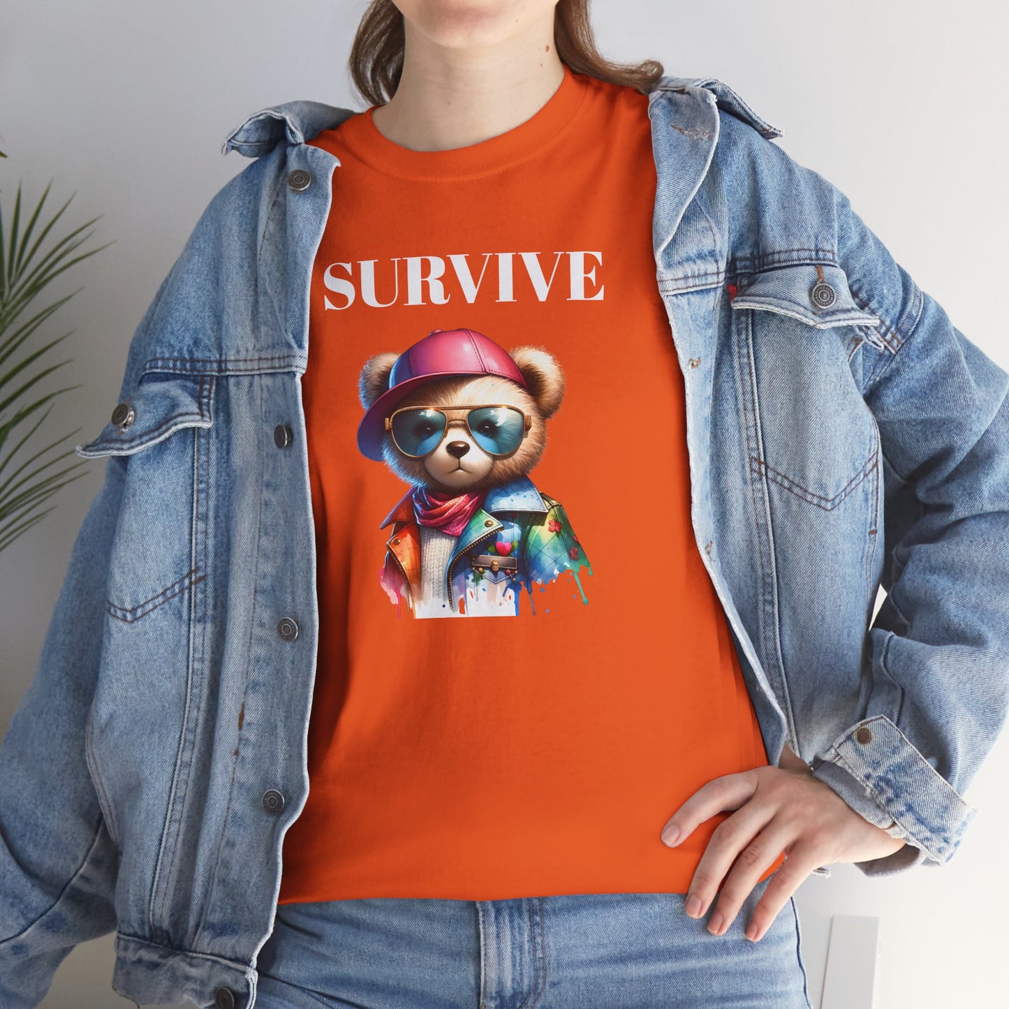 Princess Grace Survive Bear Unisex Heavy Cotton Tee Cool Graphic T-Shirt for Casual Style