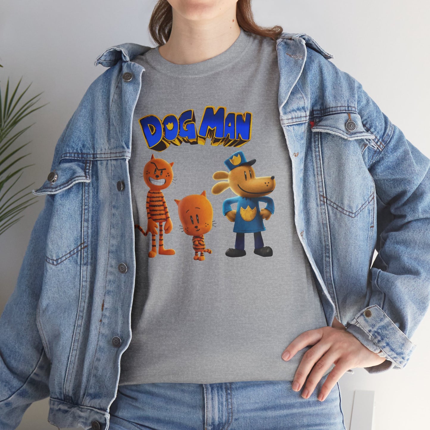 Princess Grace Dog Man Cartoon Unisex Heavy Cotton Tee Fun Graphic Tee for Kids and Fans