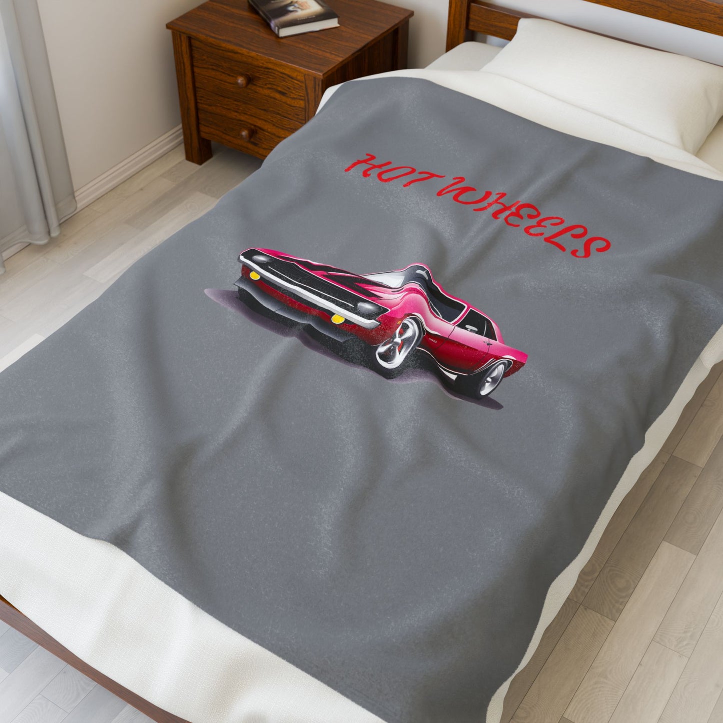 Princess Grace Hot Wheels Velveteen Plush Blanket Cozy Car Lover Gift