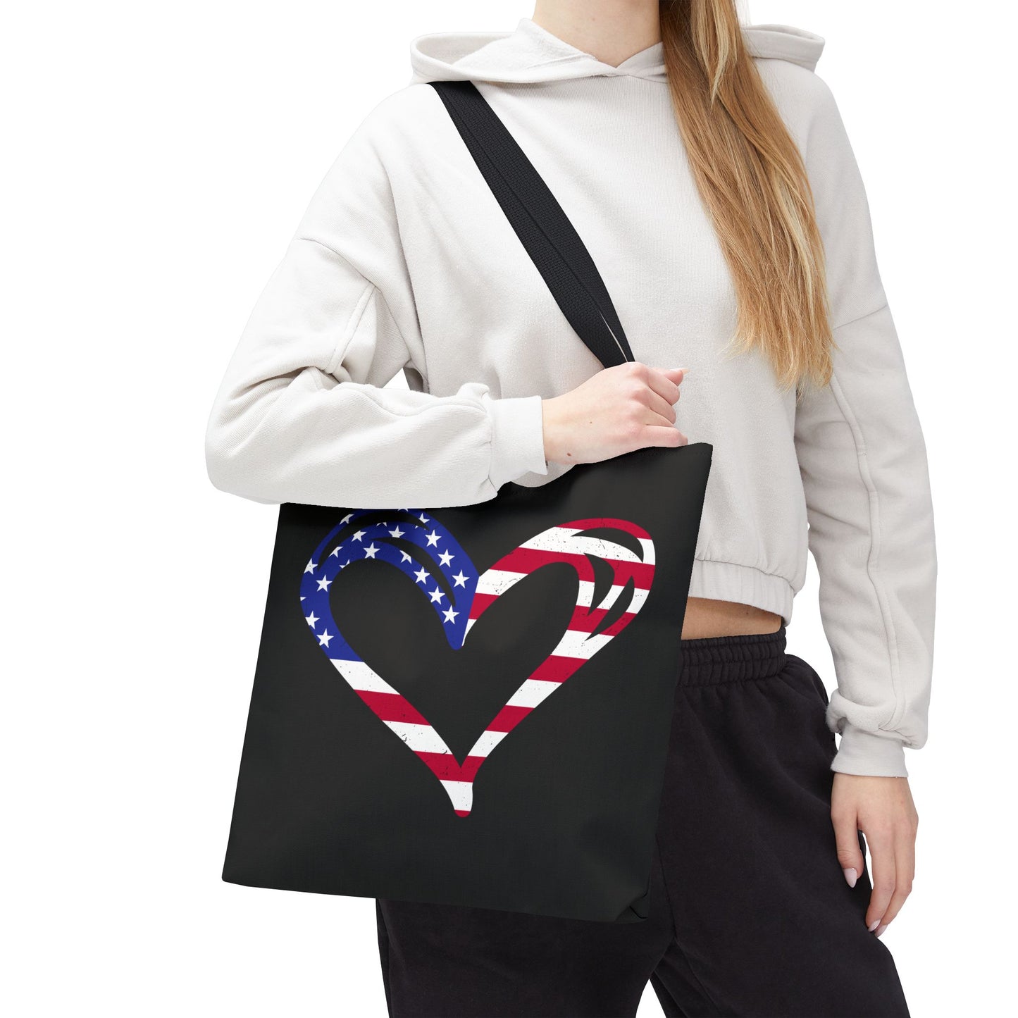 Princess Grace Patriotic Heart Tote Bag Love for America Design
