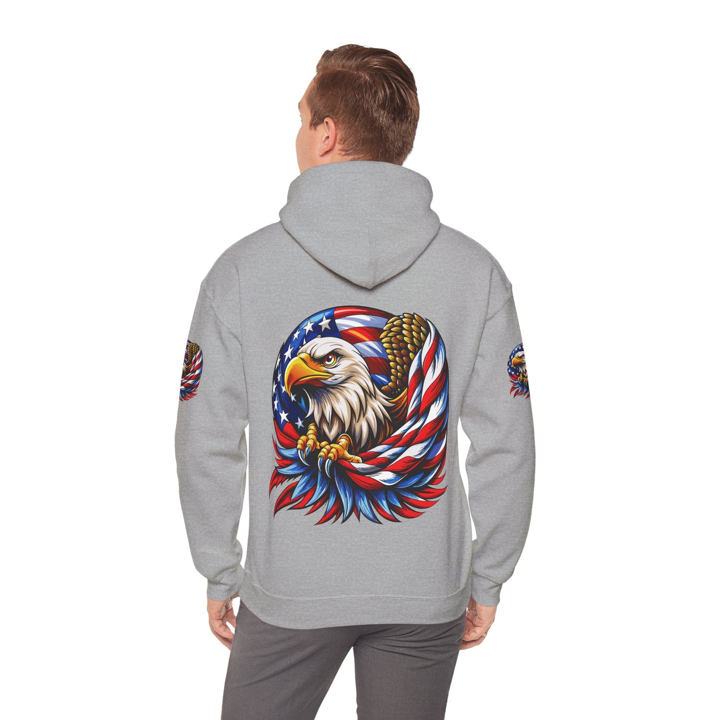 Princess Grace Patriotic Eagle Hoodie Unisex Heavy Blend Sweatshirt with American Flag Design