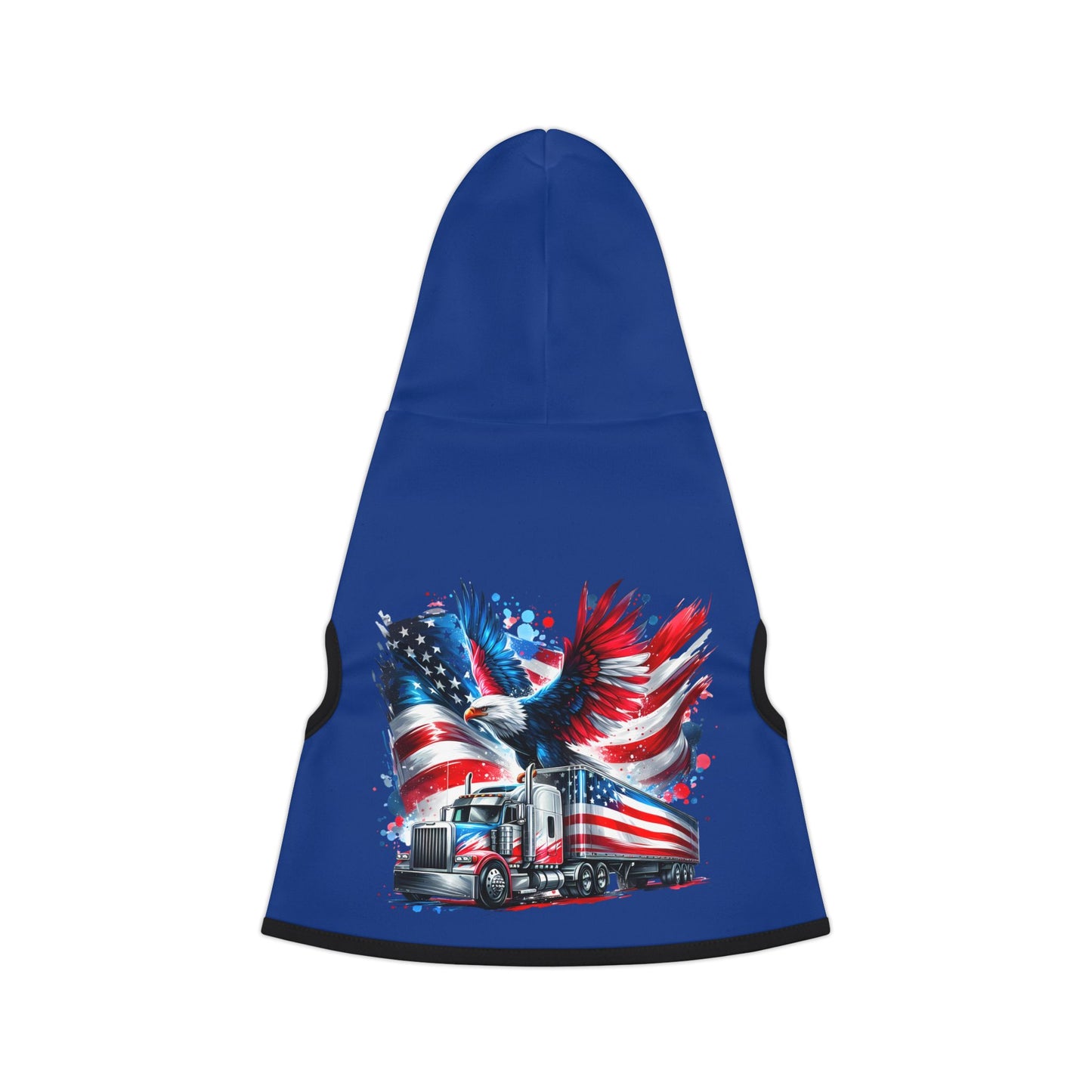 Princess Grace Patriotic Pet Hoodie with Eagle and Truck Design