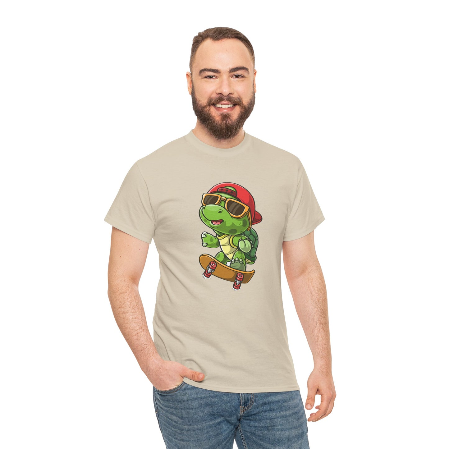 Princess Grace Cool Skateboarding Turtle Unisex Heavy Cotton Tee