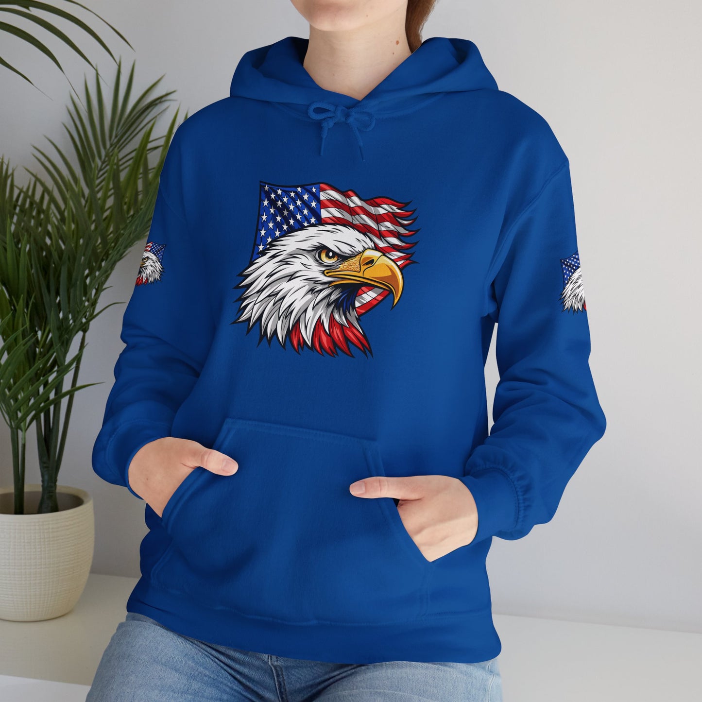Princess Grace Patriotic Eagle Hoodie Unisex Heavy Blend Sweatshirt with American Flag Design
