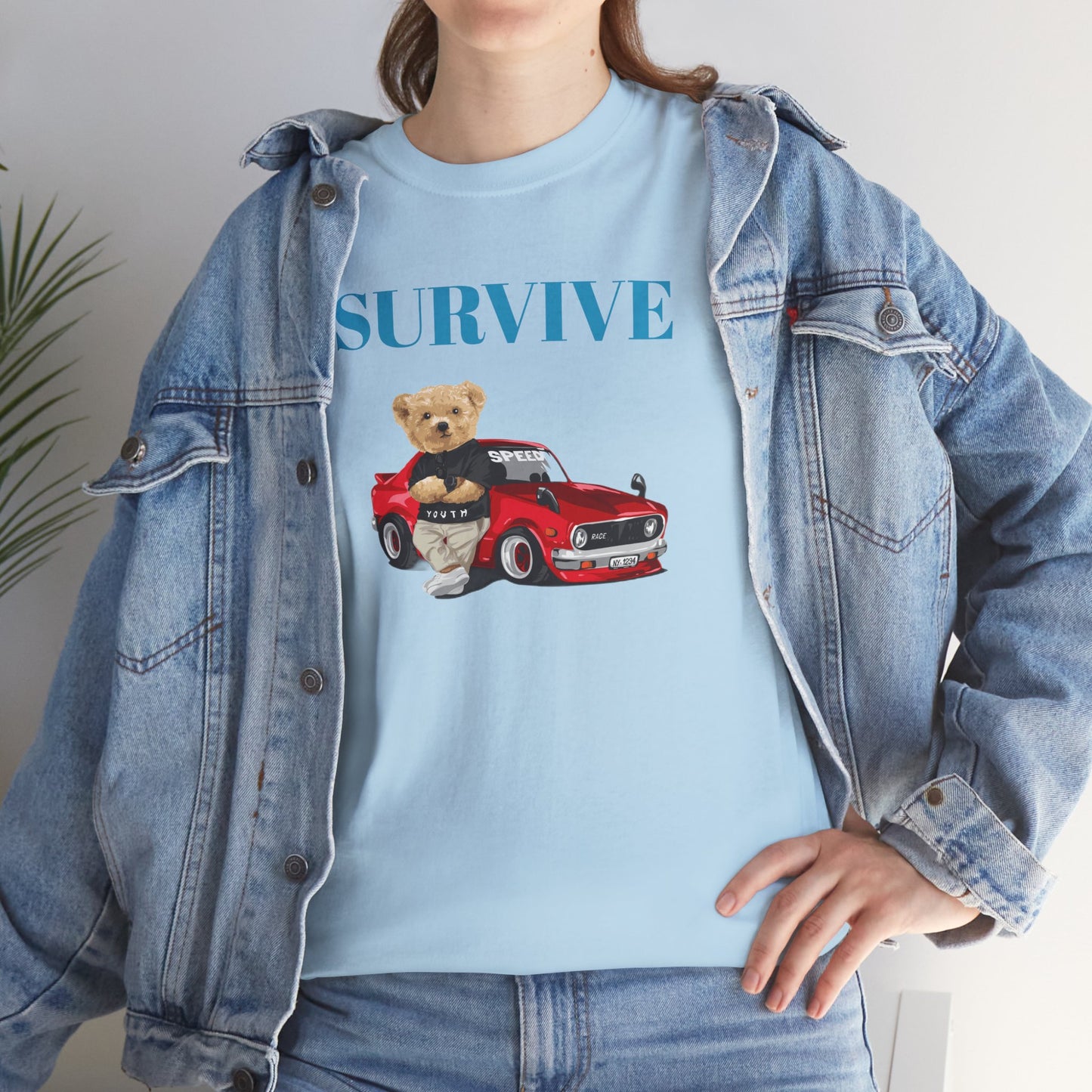 Princess Grace Survive Bear Graphic Unisex Heavy Cotton Tee