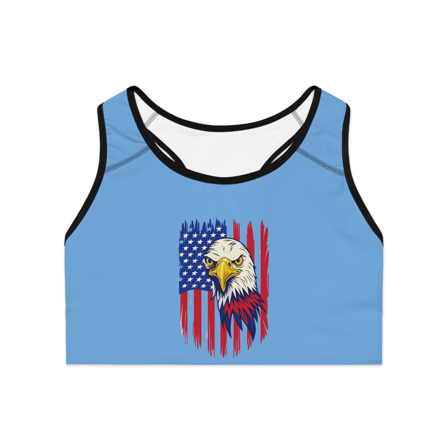 Princess Grace Patriotic Eagle Sports Bra USA Flag Design for Active Lifestyle