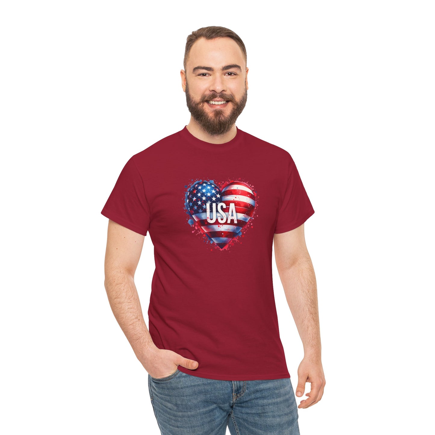 Princess Grace Patriotic Heart Unisex Cotton Tee USA Freedom Shirt