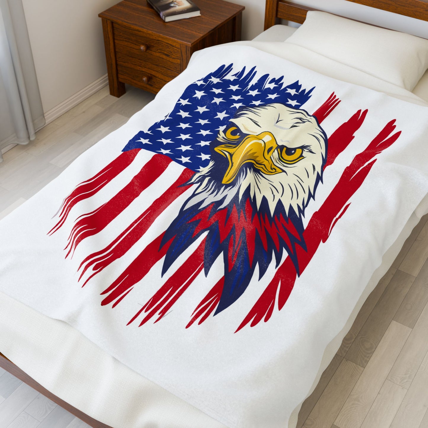 Princess Grace  Patriotic Eagle Velveteen Plush Blanket  Cozy Home Decor for Independence Day