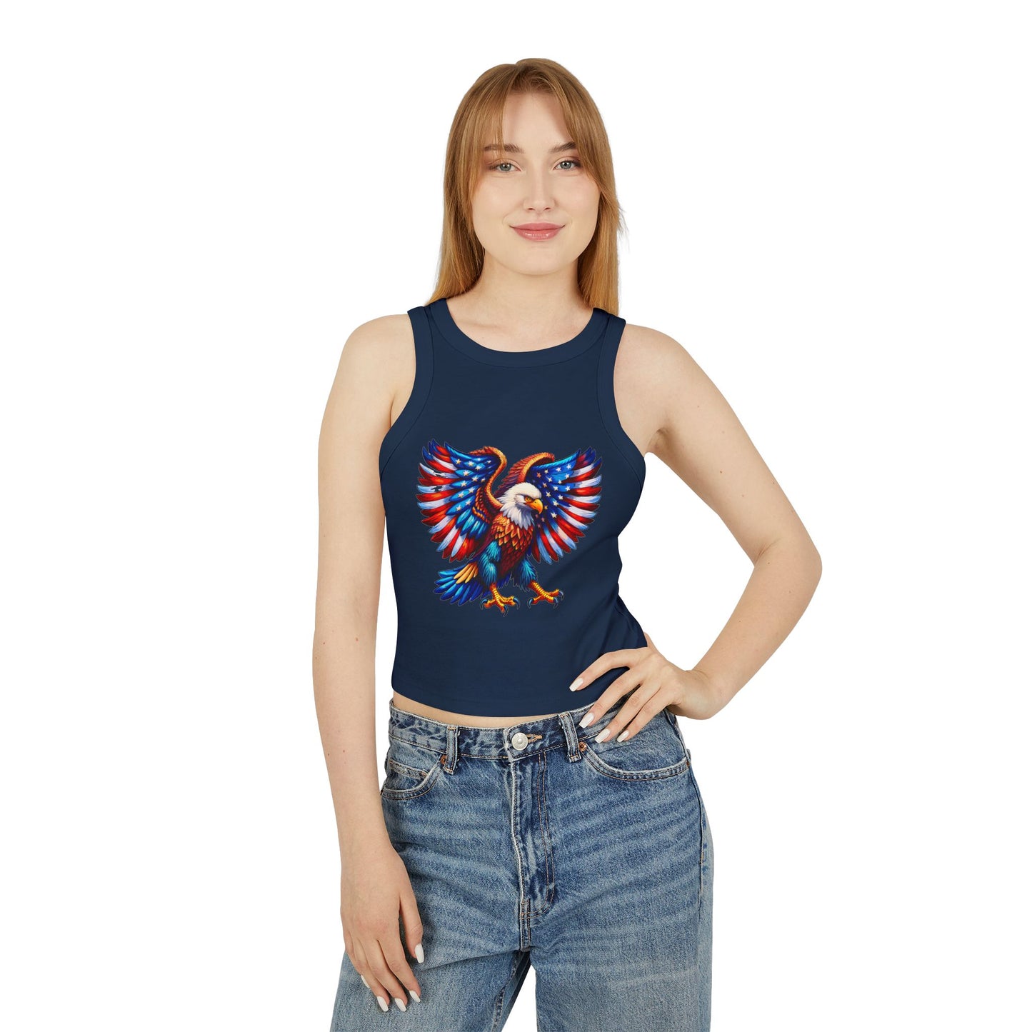 Princess Grace Patriotic Eagle Racer Tank Top for Women