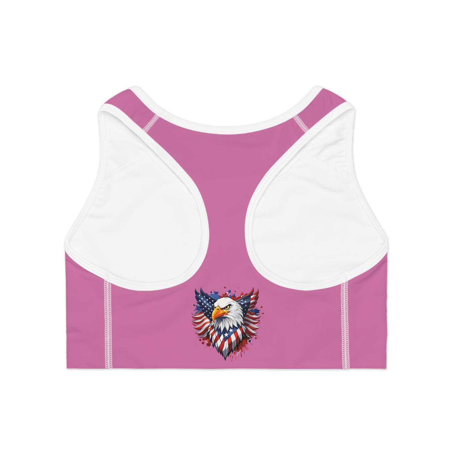 Princess Grace Patriotic Eagle Sports Bra Pink Empowerment Activewear