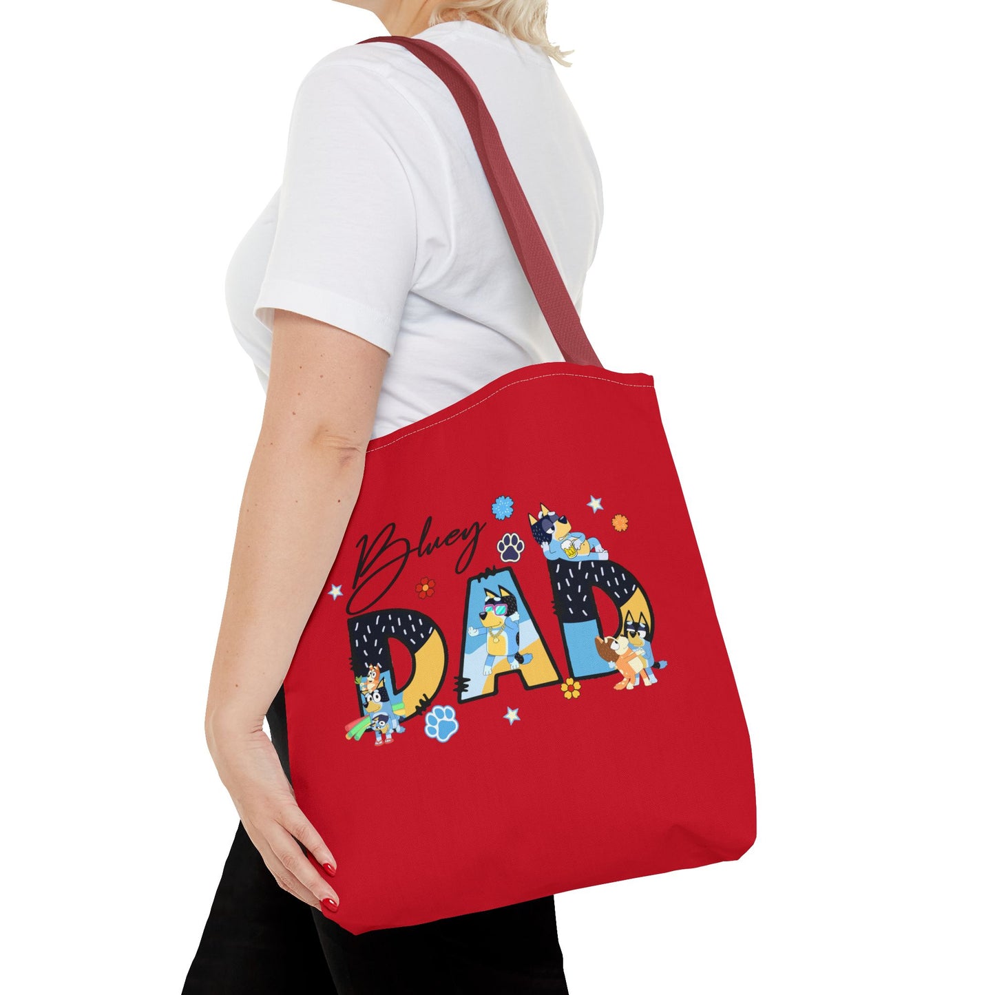 Princess Grace Colorful Bluey Dad Tote Bag Perfect Gift for Dog Lovers