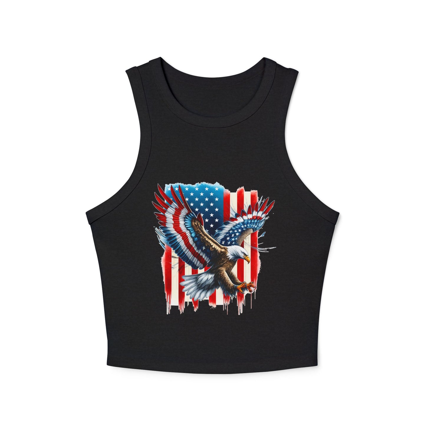 Princess Grace Patriotic Women's Micro Rib Racer Tank Top with Eagle & USA Design
