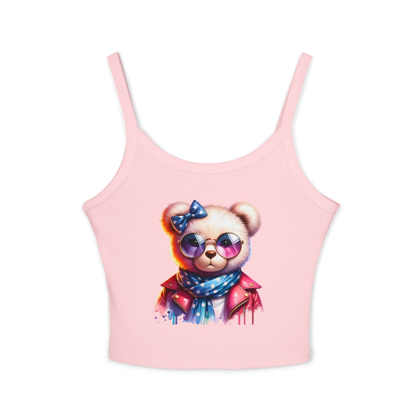 Princess Grace Cute Bear Graphic Spaghetti Strap Tank Top for Women