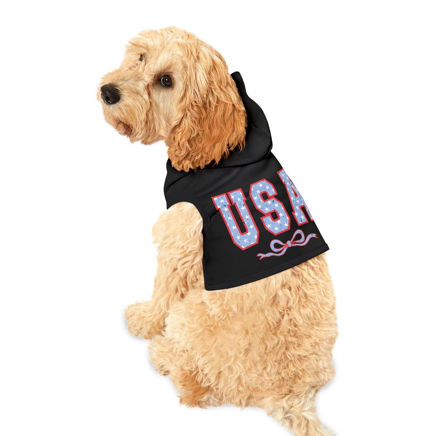 Princess Grace USA Stars & Stripes Pet Hoodie Stylish Dog Sweatshirt for Patriotic Celebrations