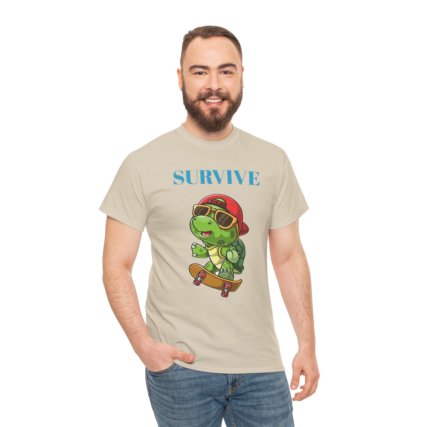Princess Grace Cool Skateboarding Turtle Tee "Survive" Unisex Cotton T-Shirt for Fun Lovers