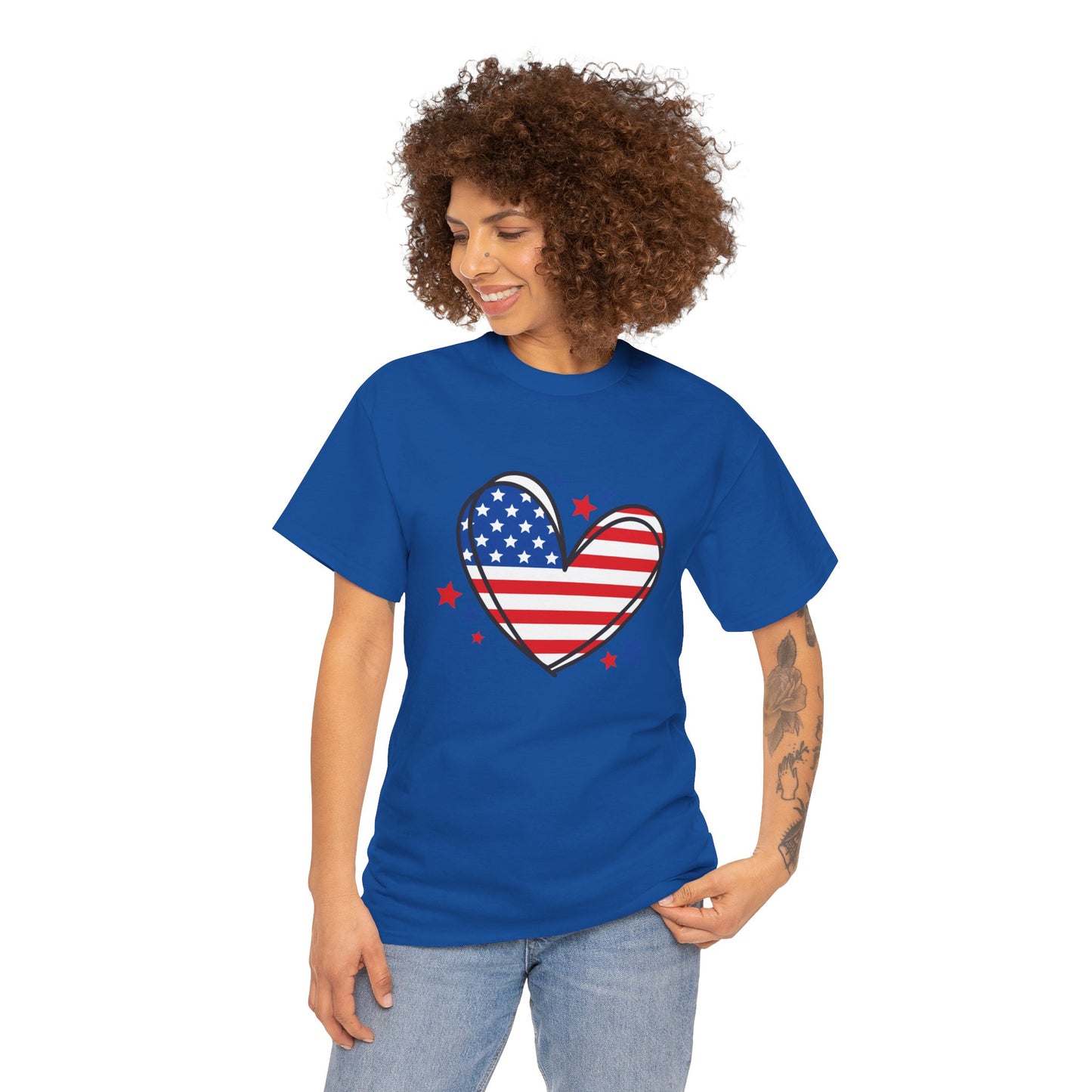 Princess Grace Patriotic Heart Unisex Heavy Cotton Tee USA Love T-Shirt