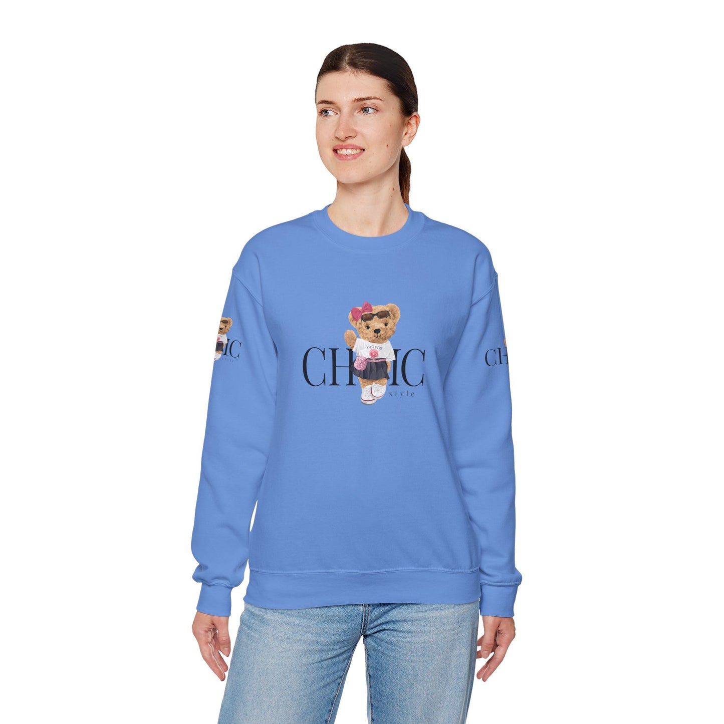 Princess Grace Chic Teddy Bear Sweatshirt Unisex Heavy Blend Crewneck