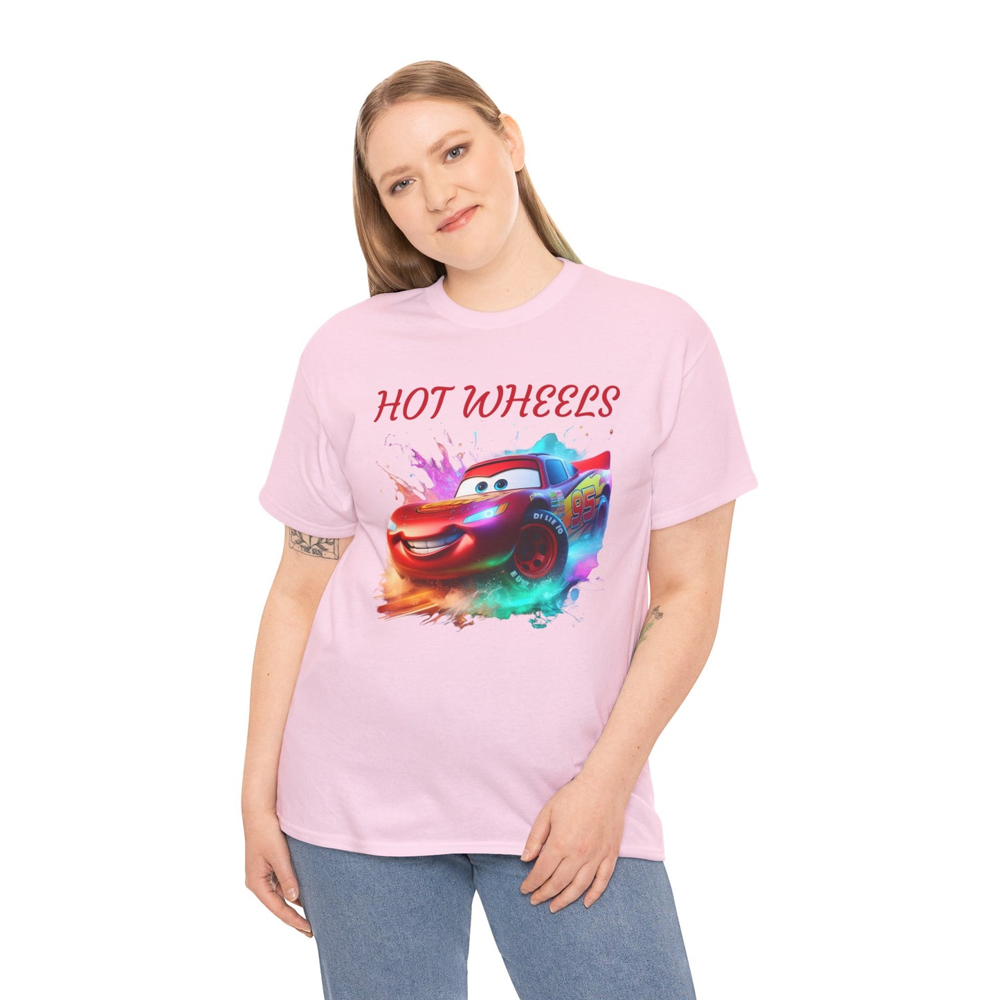 Princess Grace Hot Wheels Unisex Heavy Cotton Tee Fun Car Graphic T-Shirt for Kids and Adults