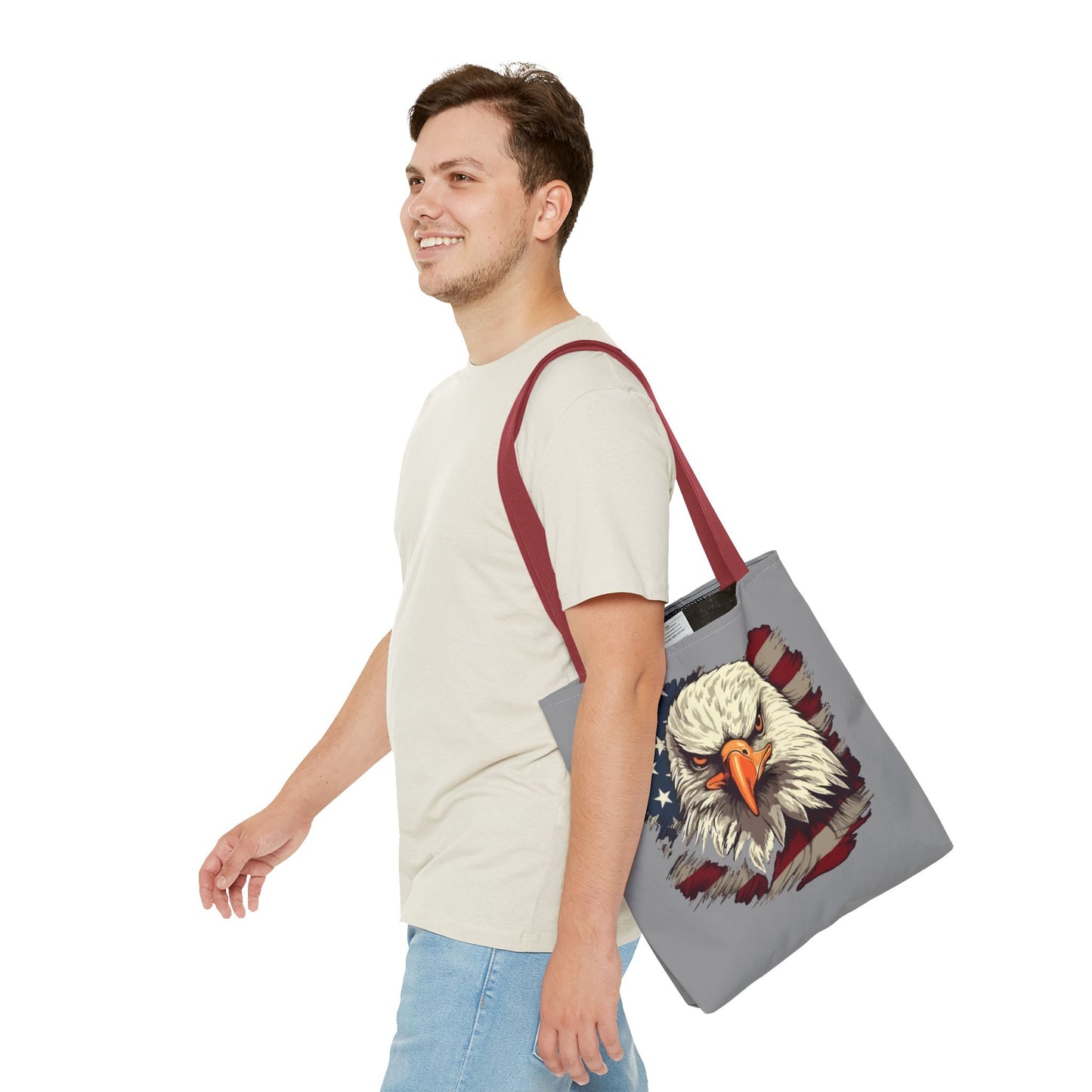 Princess Grace Patriotic Eagle Tote Bag USA Flag Design Eco Friendly Shopping Bag