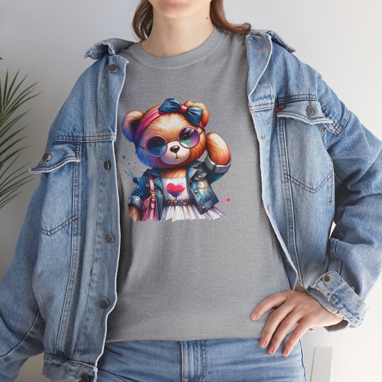 Princess Grace Cute Teddy Bear Unisex Heavy Cotton Tee Playful Graphic T-Shirt for All Ages