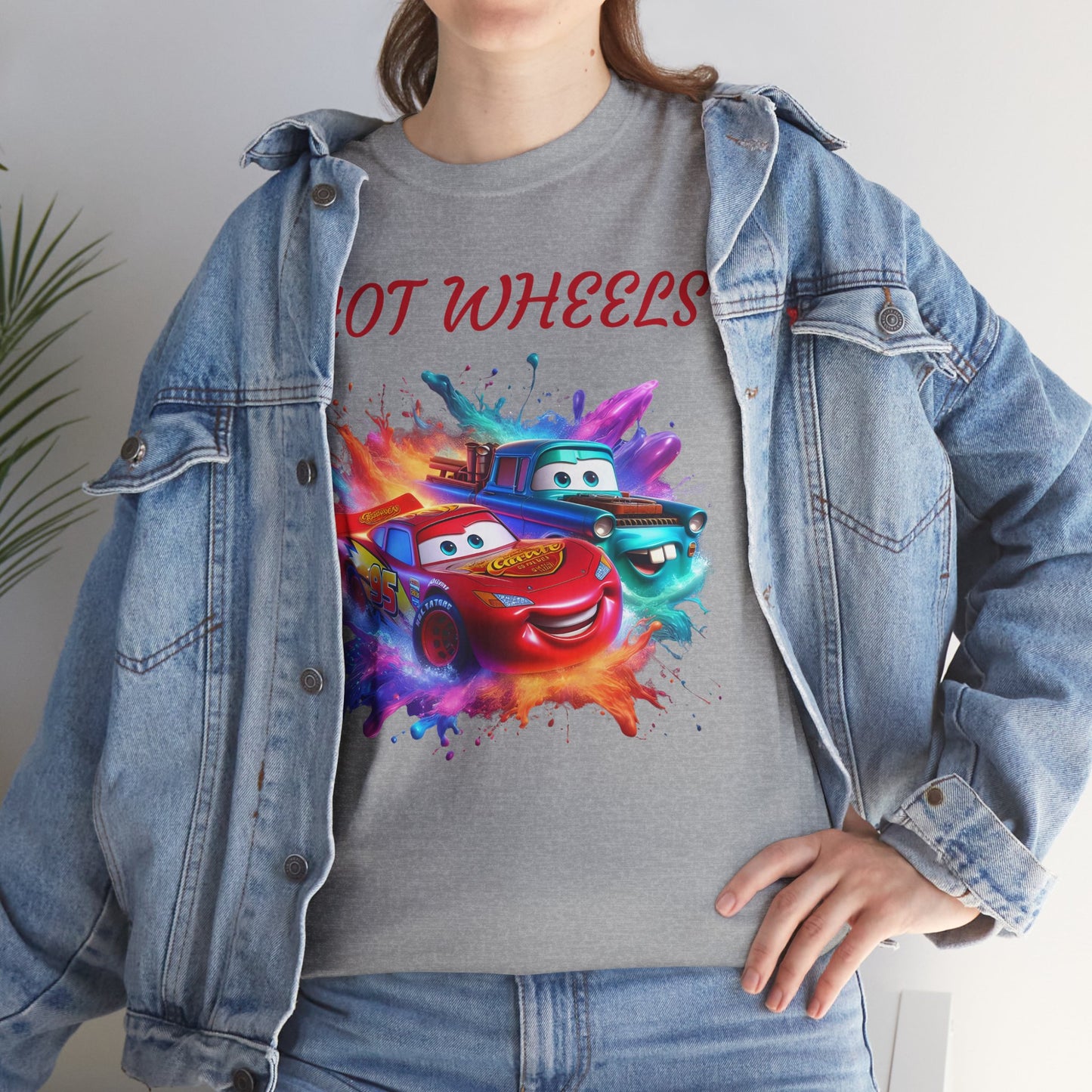 Princess Grace Hot Wheels Cotton Tee Fun and Colorful Graphic T-Shirt for Car Lovers