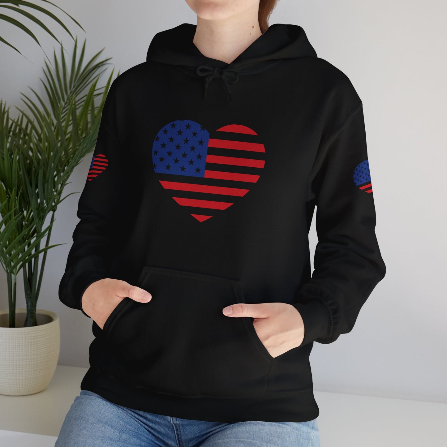 Princess Grace Patriotic Heart Design Unisex Hoodie Perfect for Holidays and Celebrations
