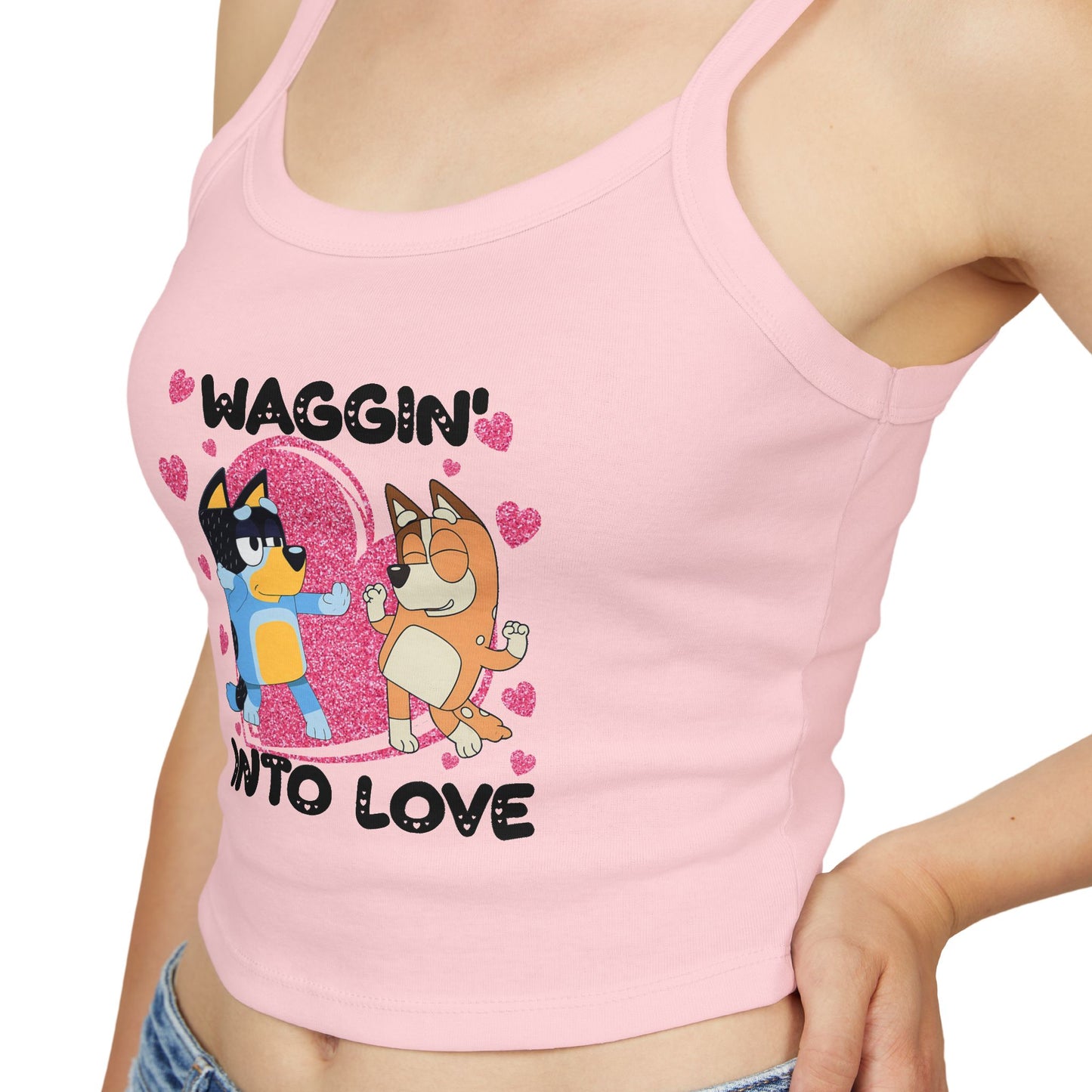 Princess Grace Bluey Waggin Into Love Women's Spaghetti Strap Tank Top Cute Pet Lover Apparel