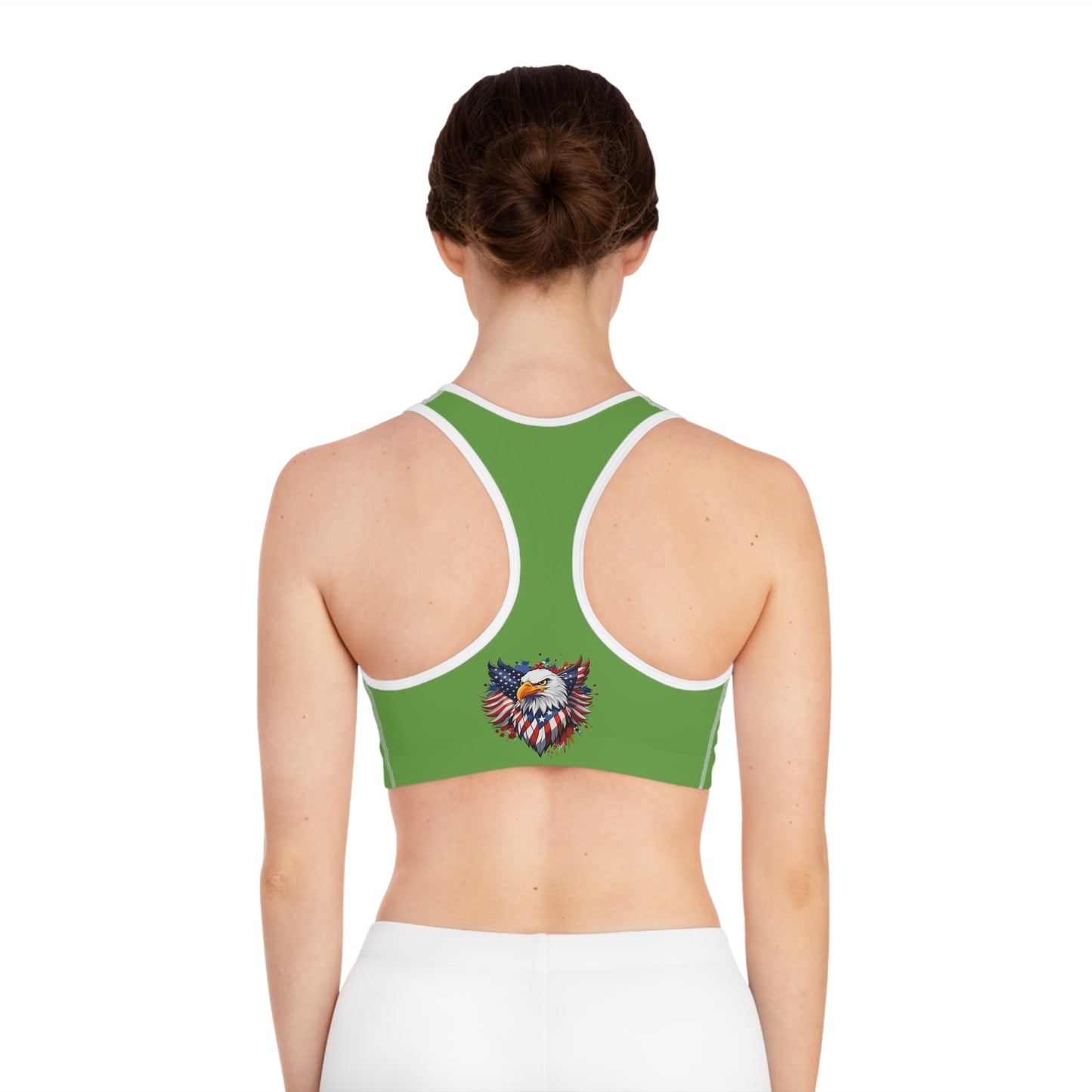 Princess Grace Patriotic Eagle Sports Bra Bold American Eagle Design, Perfect for Fitness & Holidays