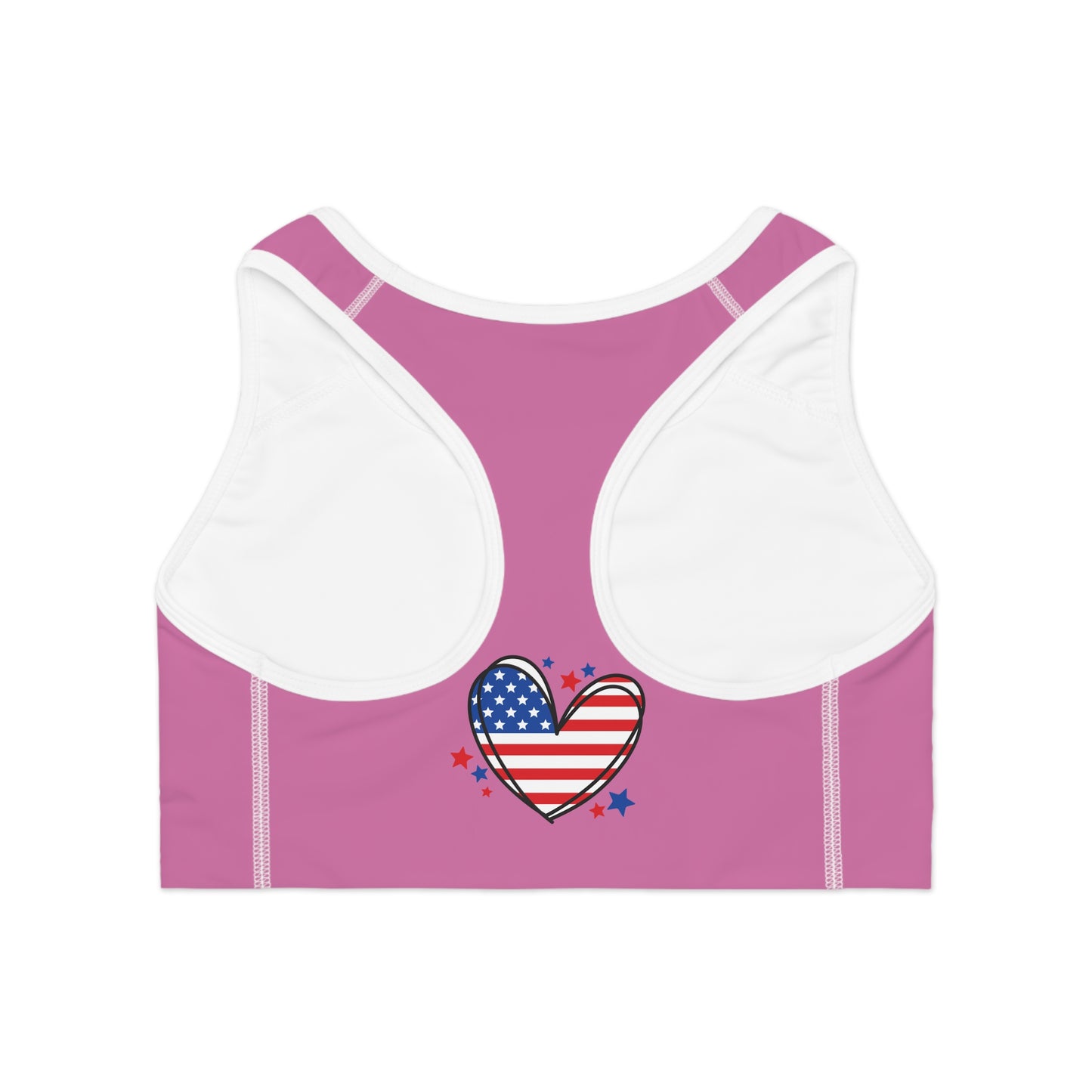 Princess Grace Patriotic Heart Sports Bra for Active Women
