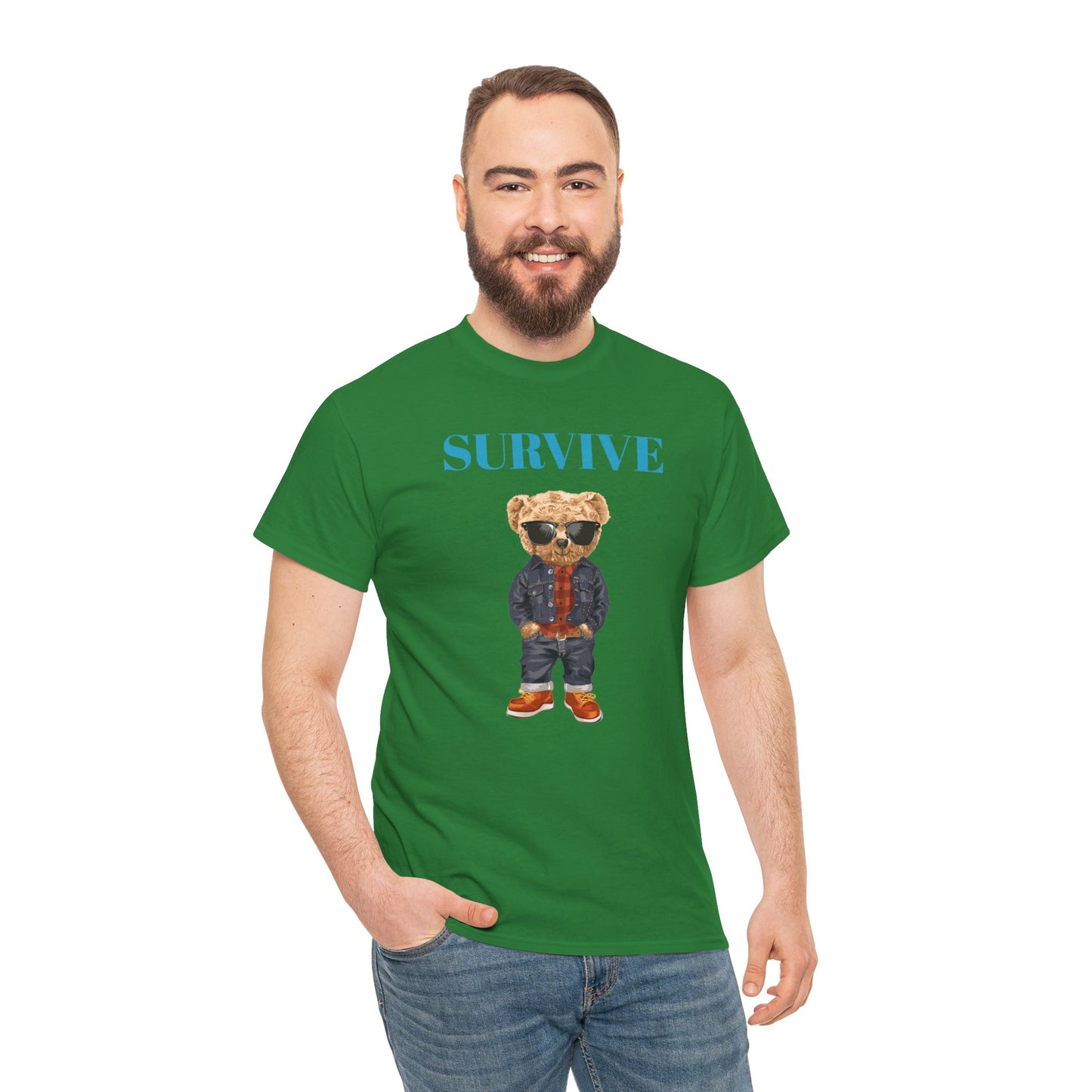 Princess Grace Cool Bear Graphic Tee 'SURVIVE' Unisex Heavy Cotton Shirt