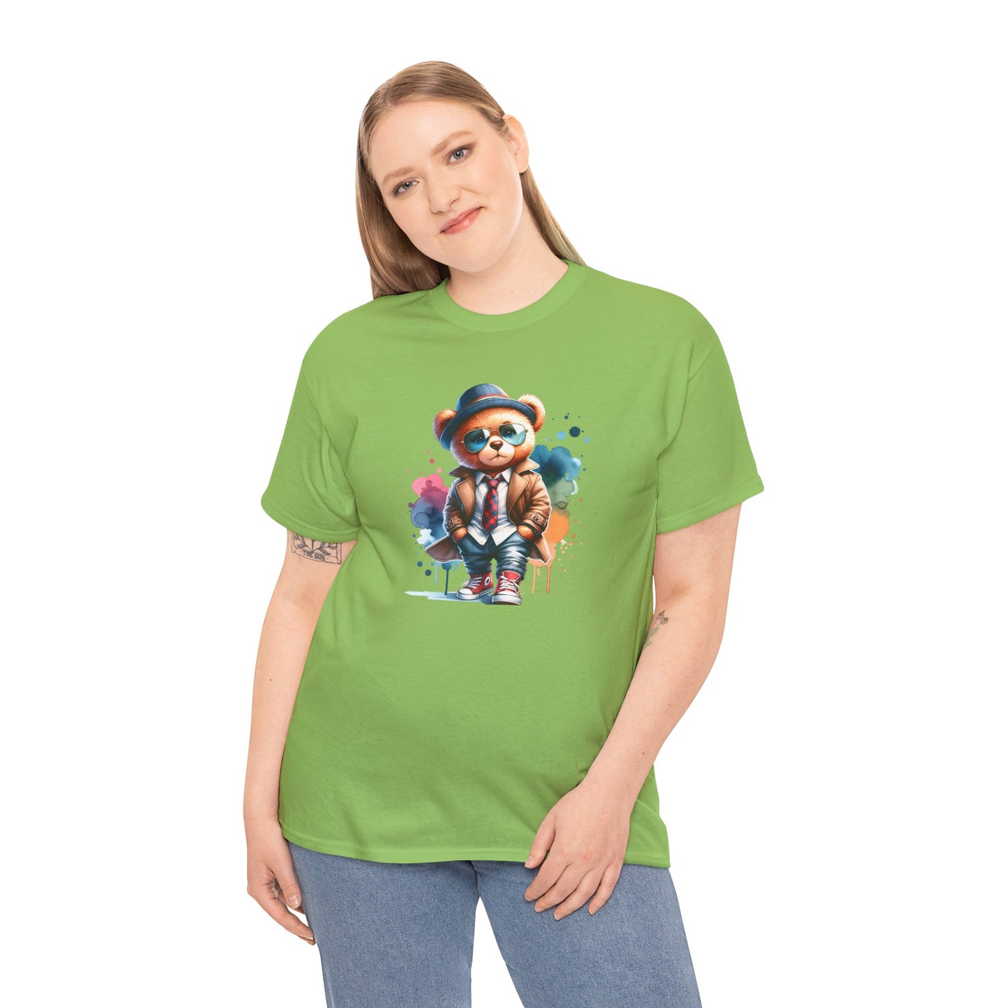 Princess Grace Stylish Bear Illustration Unisex Heavy Cotton Tee Trendy and Fun T-Shirt